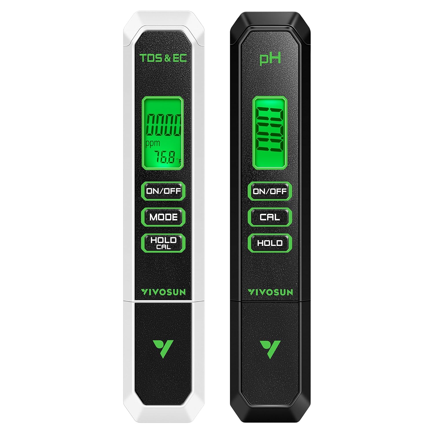 VIVOSUN Digital pH Meter TDS EC Meter for Water 0.01 Accuracy Hydroponics | ±0.01 pH Accuracy, ATC, Auto Calibration, LCD Display, Hold Function, for Hydroponics Aquarium Pool Drinking, UL Certified