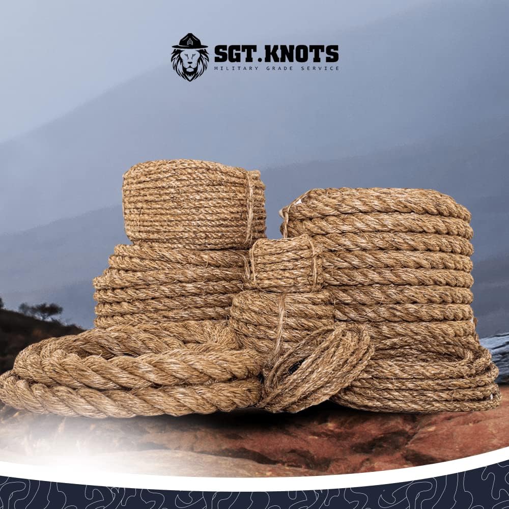 Twisted Manila Rope, Natural 3-Strand Fiber Rope for Landscaping, Decor, Railings, DIY Projects & Utility Use, Rustic for Indoor & Outdoor Applications - 1 in x 25 ft
