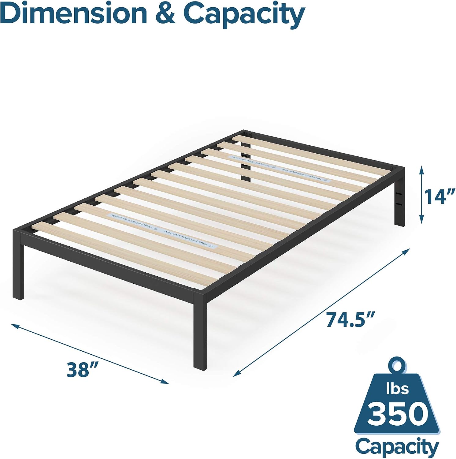 ZINUS Mia Metal Platform Bed Frame with Headboard, Wood Slat Support, No Box Spring Needed, Easy Assembly, Queen