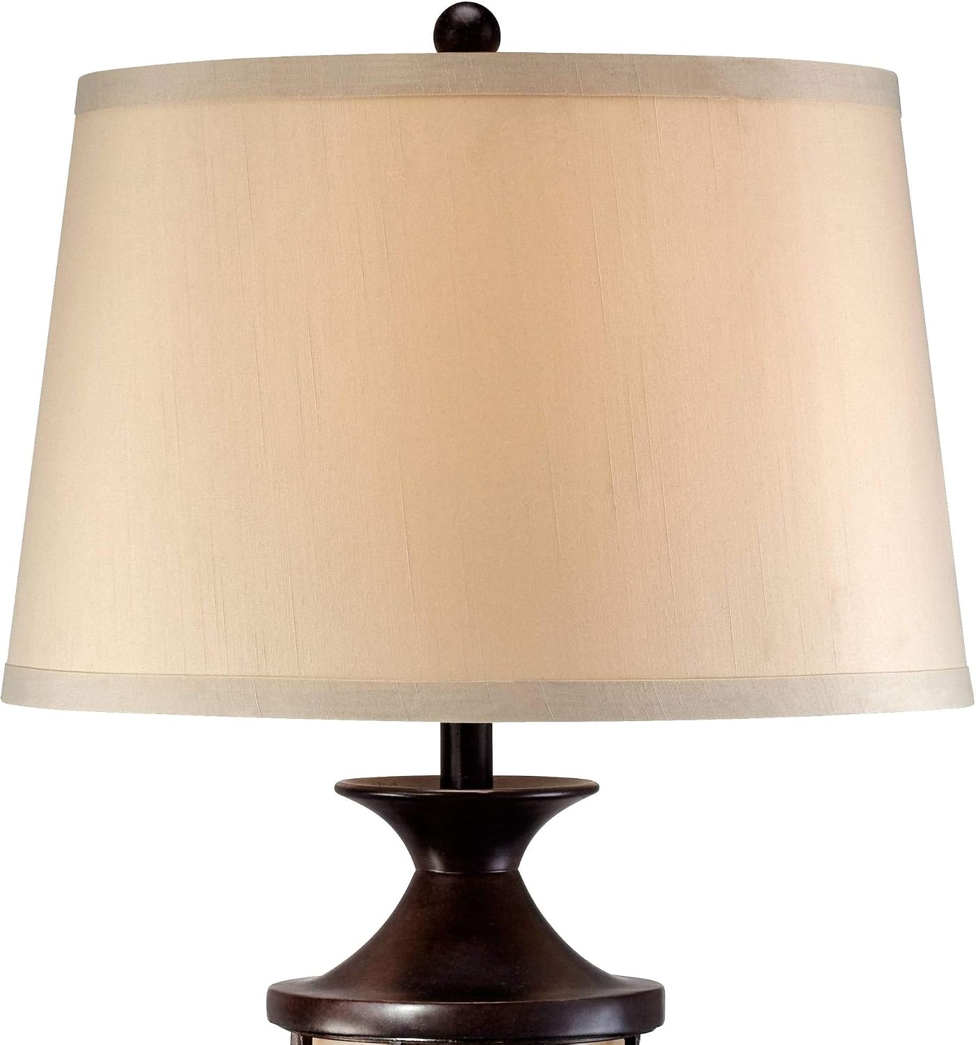Cage 33" Large Table Lamp Mission Night Light Champagne Nightlight | Brushed Bronze Brown Iron Glass Living Room Bedroom House Bedside Nightstand Home Office Entryway Beige Drum