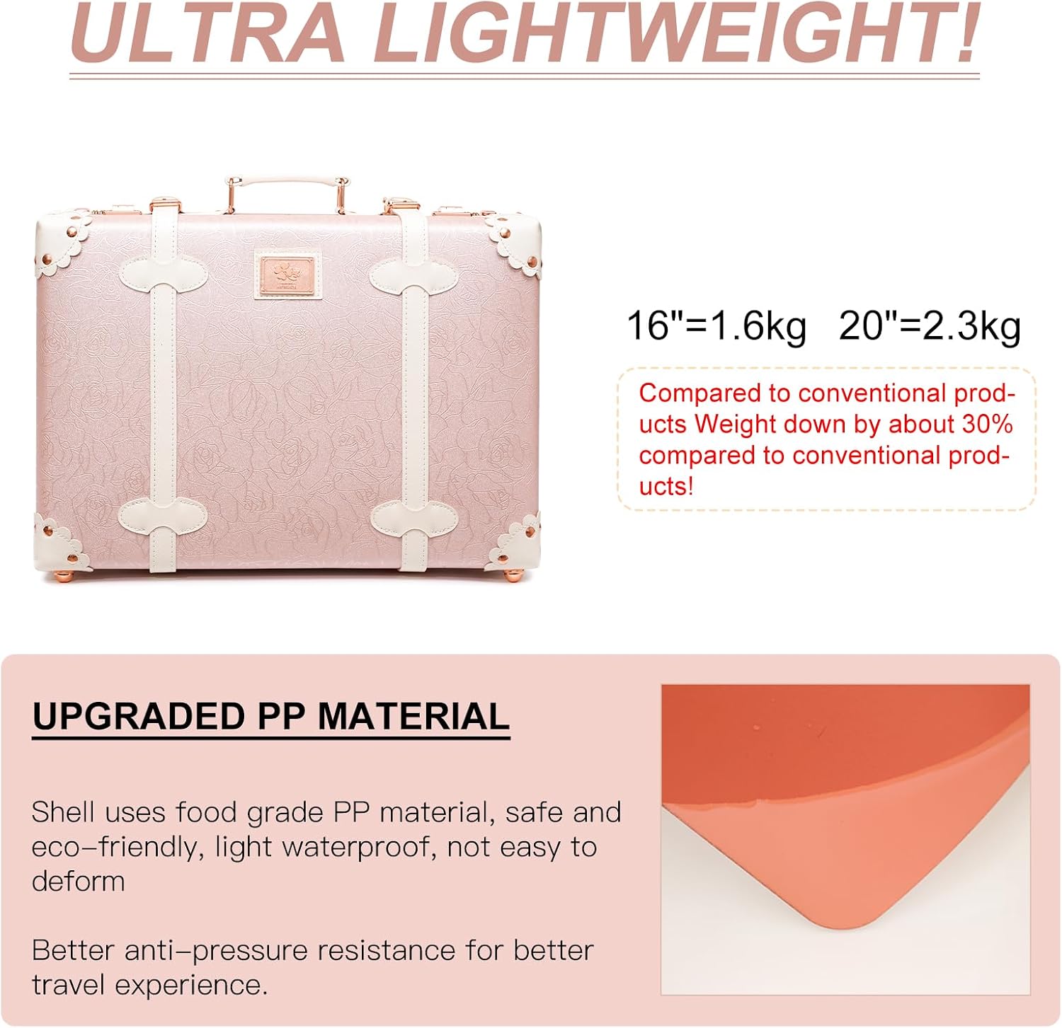 urecity Vintage and Cute Carry-on Overnight Case Non-wheeled Mini Leather Trunk Suitcase with Shoulder Strap