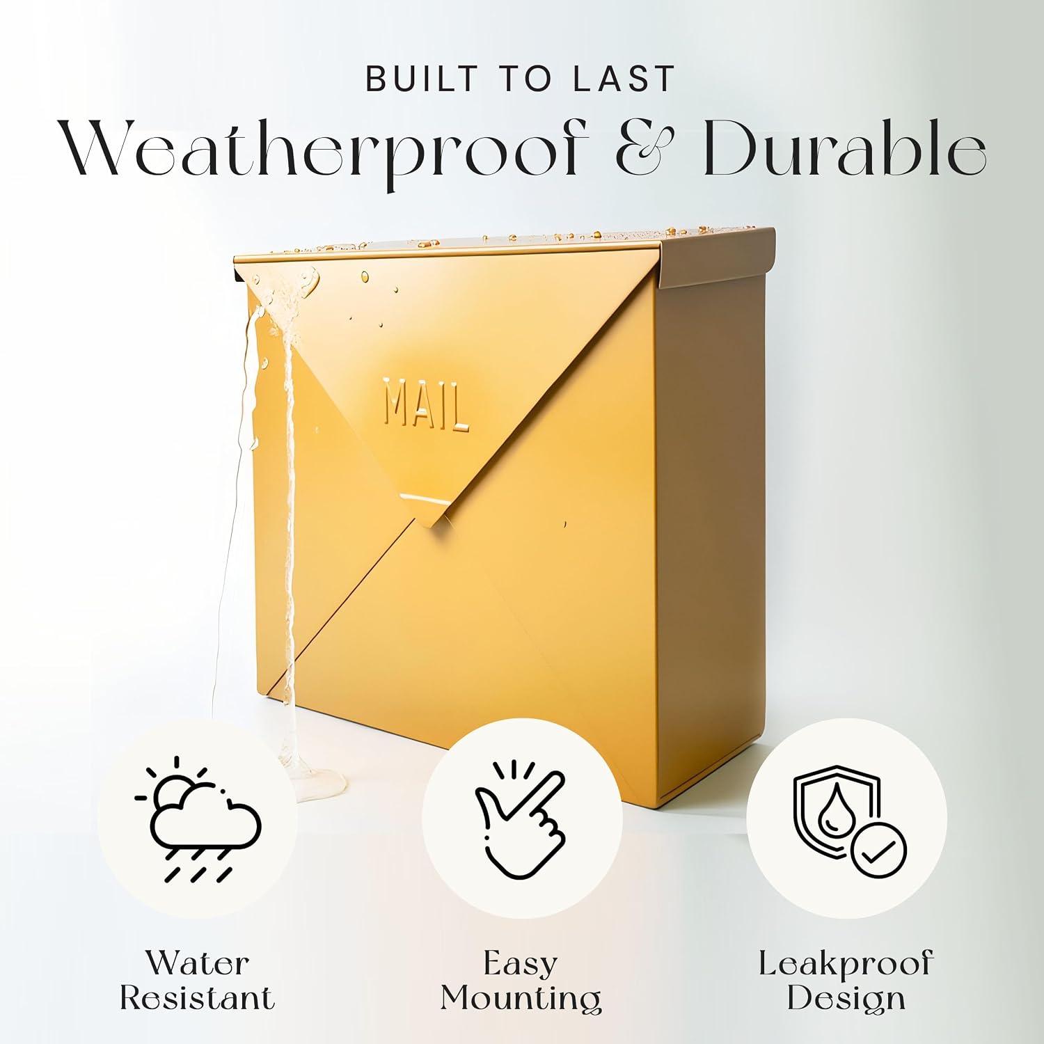 NACH Mailboxes for Outside Wall Mount, 10 x 10 x 4 inch Black Mailbox, Waterproof Mailboxes for Outside - Chicago Style Mail Box