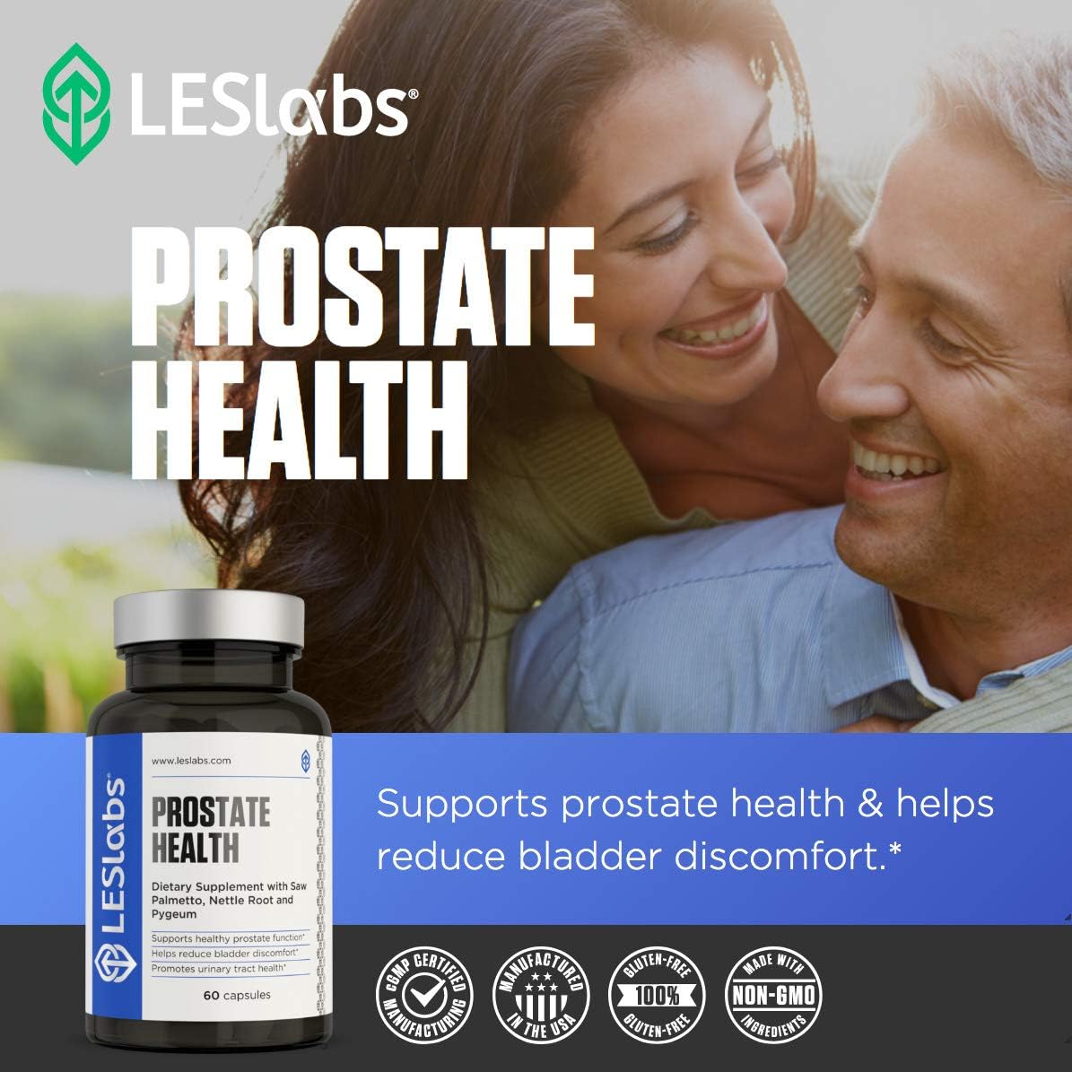 LES Labs Prostate Health – Prostate Support, Urinary Tract Health, Fewer Bathroom Visits & Improved Sleep – Saw Palmetto, Pygeum