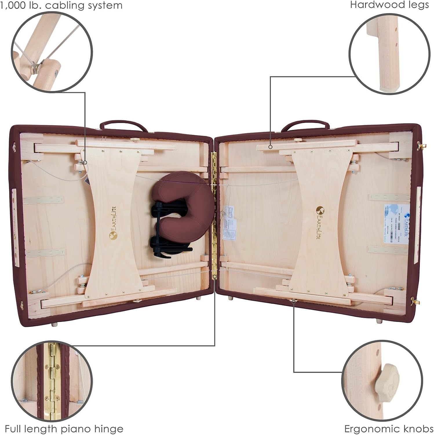 EarthLite Harmony DX Portable Massage Table Package, Includes Table + Face Cradle + Carrying Case, 30" x 73, Black