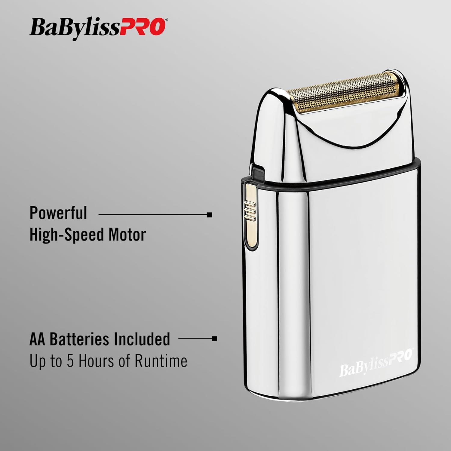 BaBylissPRO METALFX Single Foil Shaver, Handheld Razor for Travel, Portable Cordless Close Face Shaver for Head, Beard, & Neck