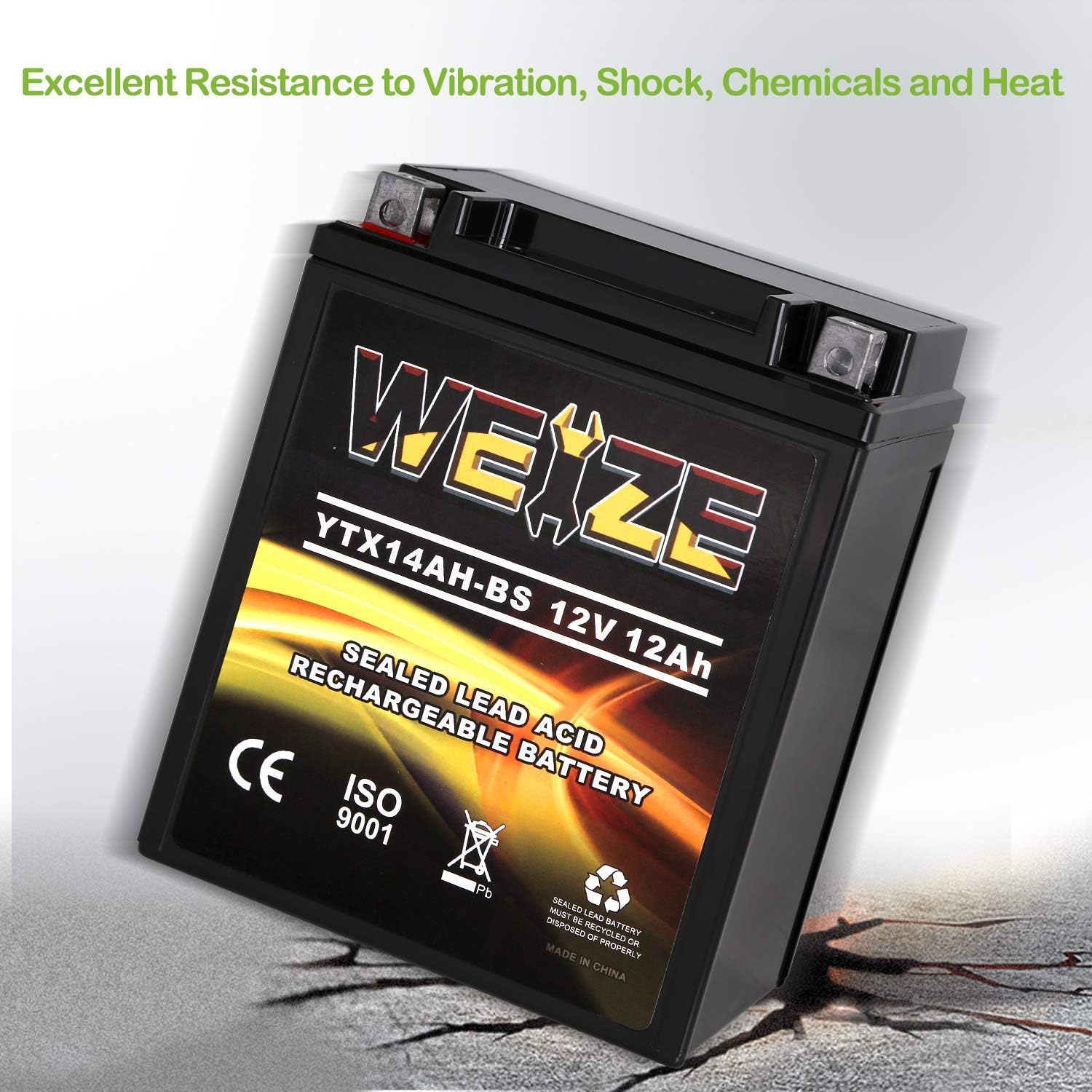Weize YTX14 BS ATV Battery High Performance - Maintenance Free - Sealed AGM YTX14-BS Motorcycle Battery compatible with Honda Suzuki Kawasaki Yamaha scooter snowmobile
