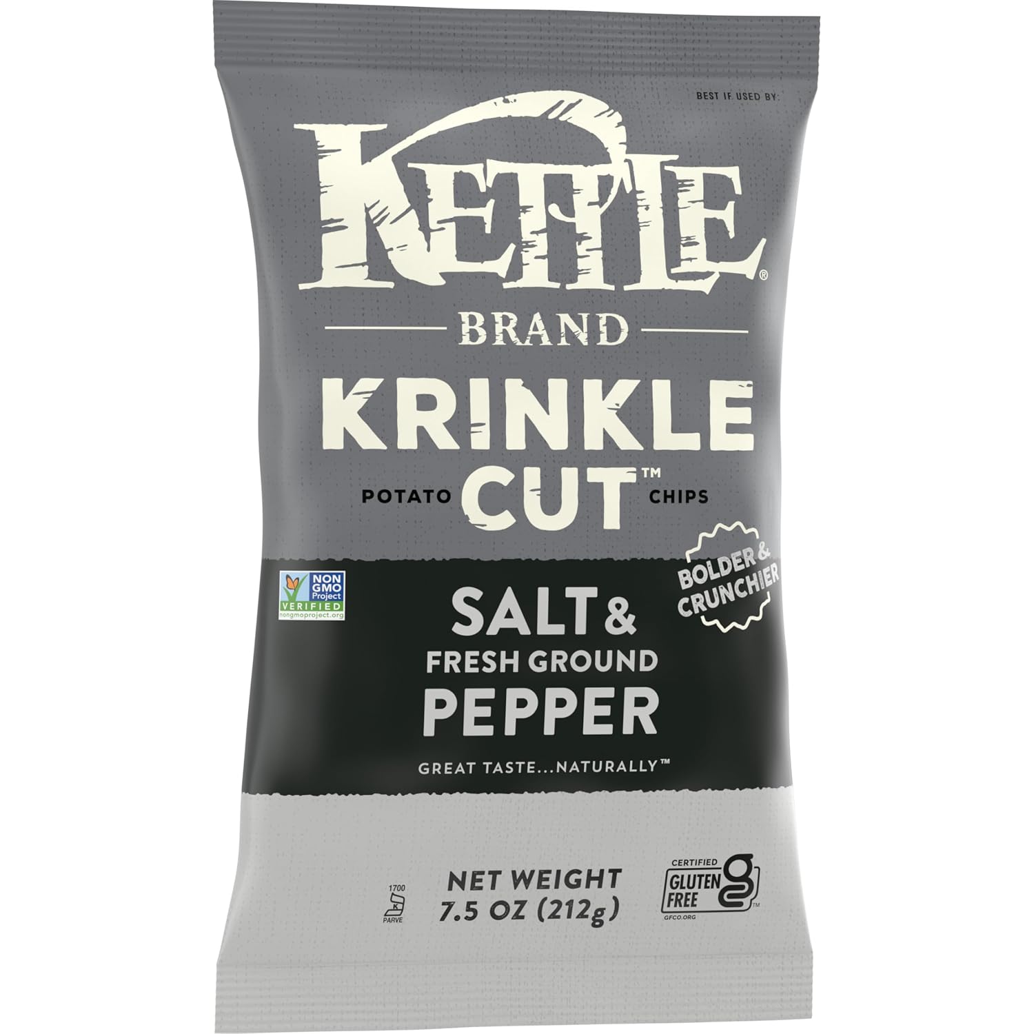 Kettle Brand Krinkle Cut Salt and Fresh Ground Pepper Potato Chips, 13 Oz