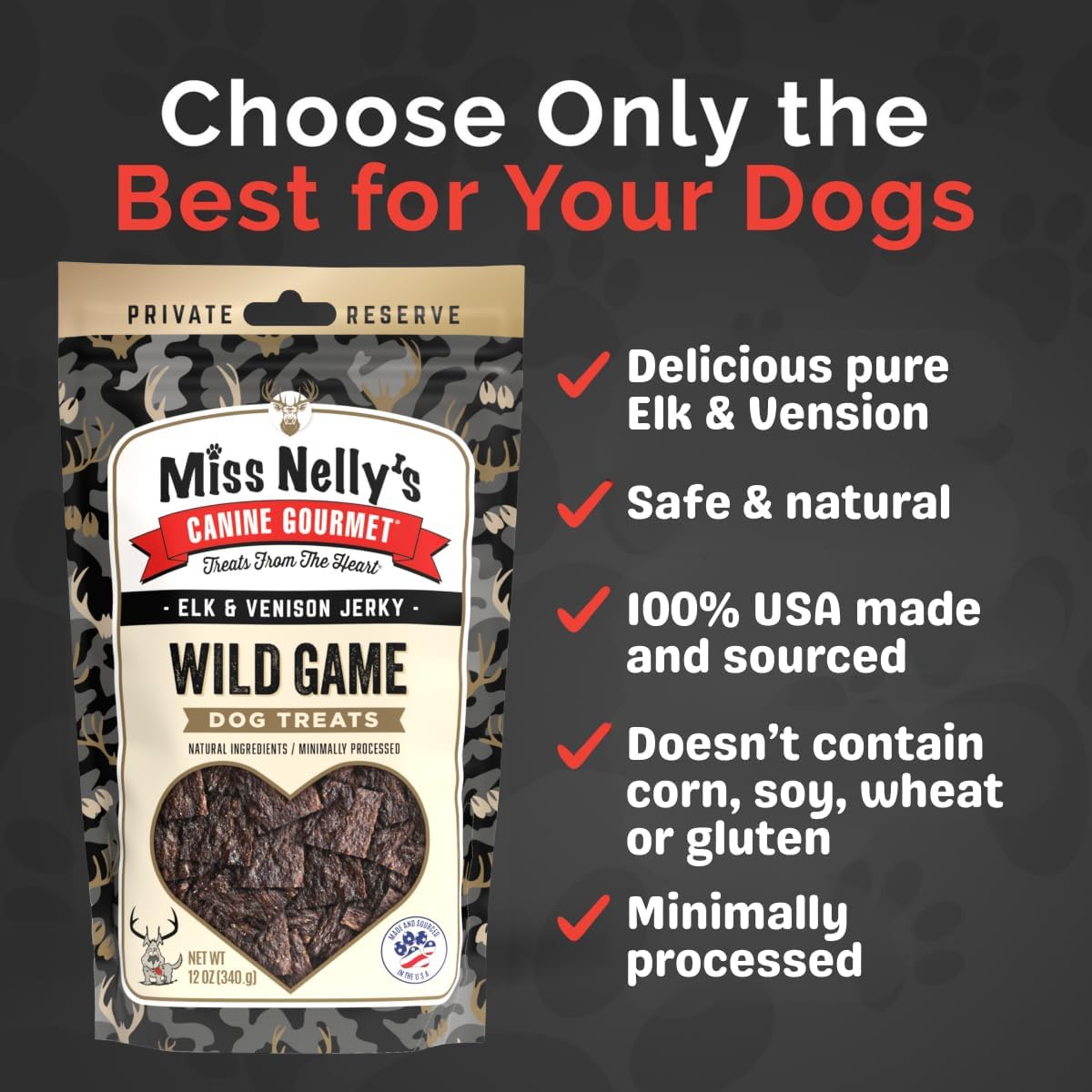 Miss Nelly's- All Natural Beef Jerky Dog Treats Made in USA Only, 16 oz Bag
