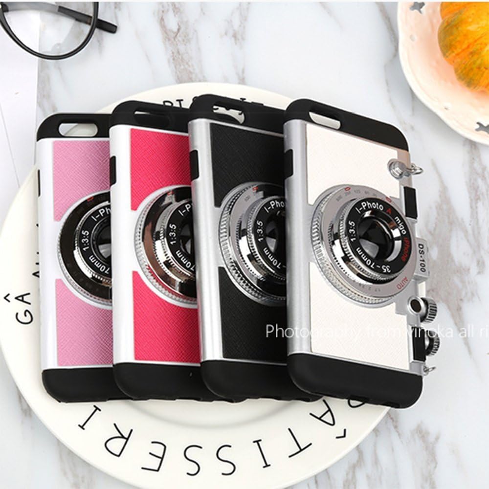 Black Lemon Case for iPhone 7, Cute Case for iPhone 8, 3D Unique Design Camera Case PC + Silicone Shockproof Hybrid Cover Case with Long Strap Rope (iPhone 7/8, Black)