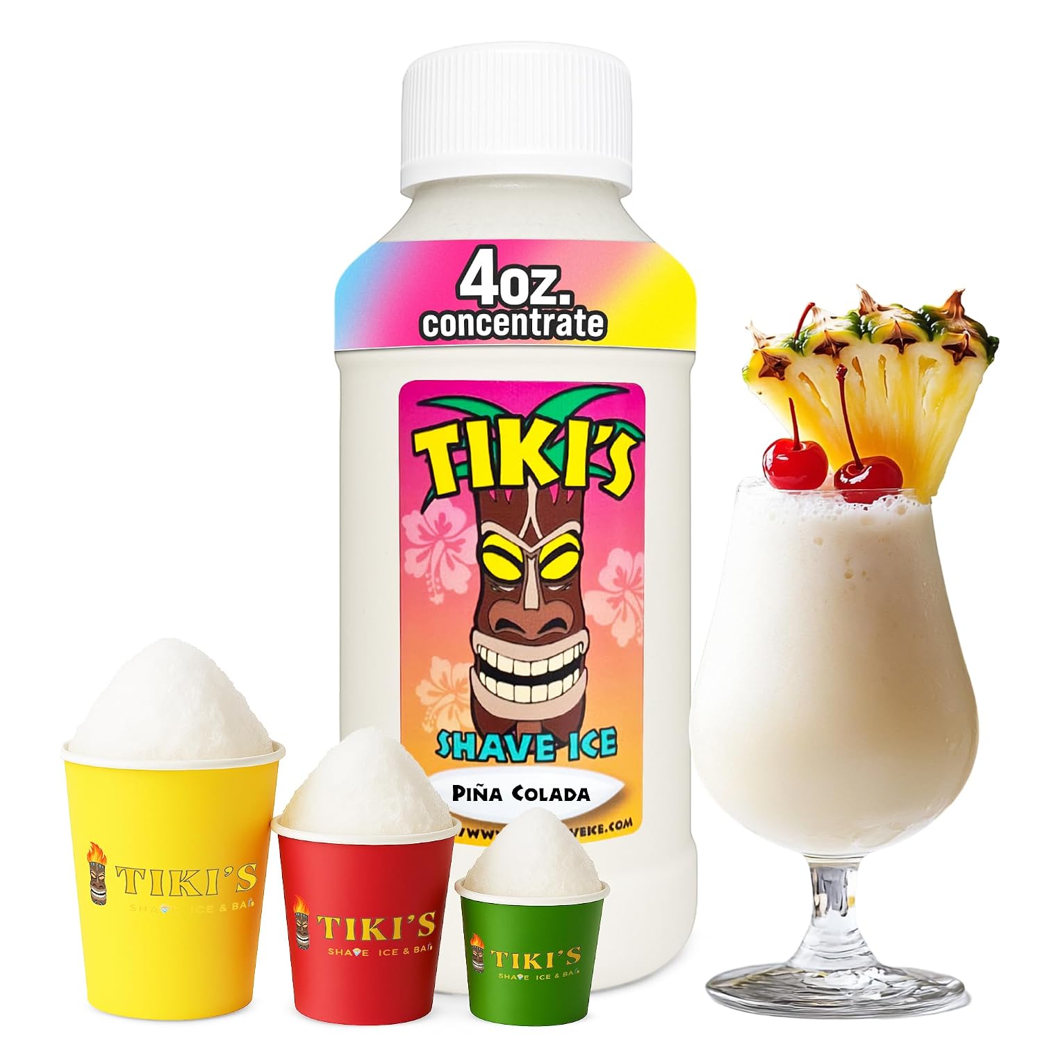 Tiki's Shave Ice Syrup Concentrate for Snow Cones & Shaved Ice - Natural Syrup for Beverages & Desserts - Ideal for Snow Cone