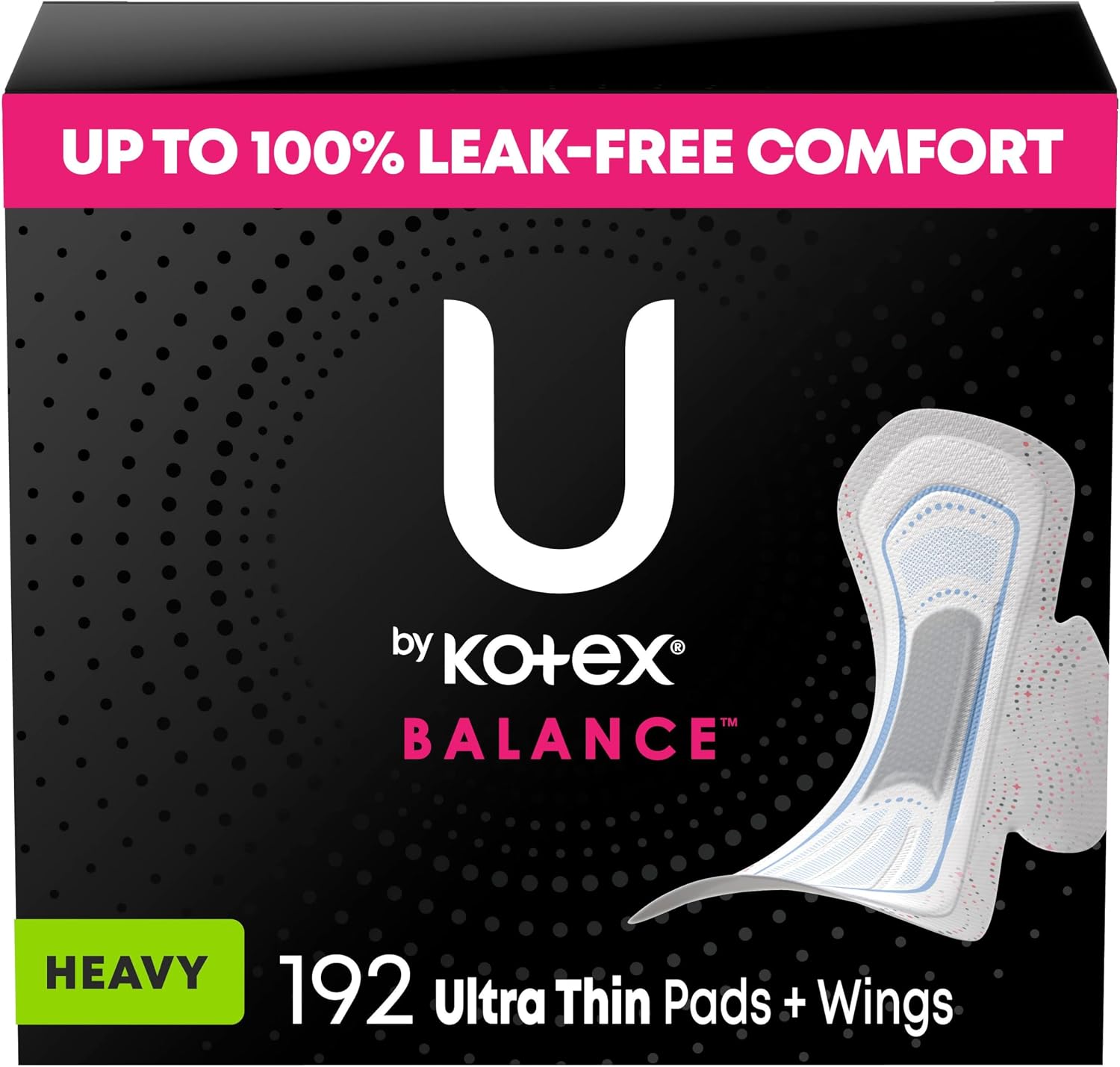 U by Kotex Clean & Secure Ultra Thin Pads, Regular Absorbency, 176 Count (4 Packs of 44) (Packaging May Vary)