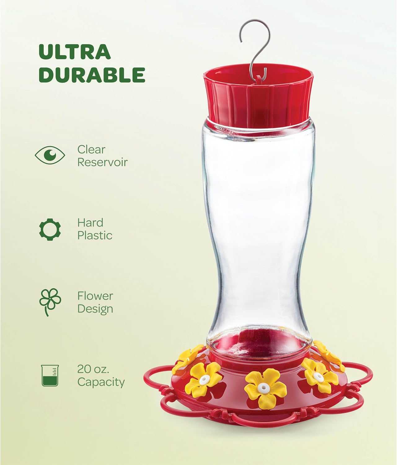 Hummingbird Feeder [Set of 2] Leakproof Clear Plastic 10 oz Wide Mouth.