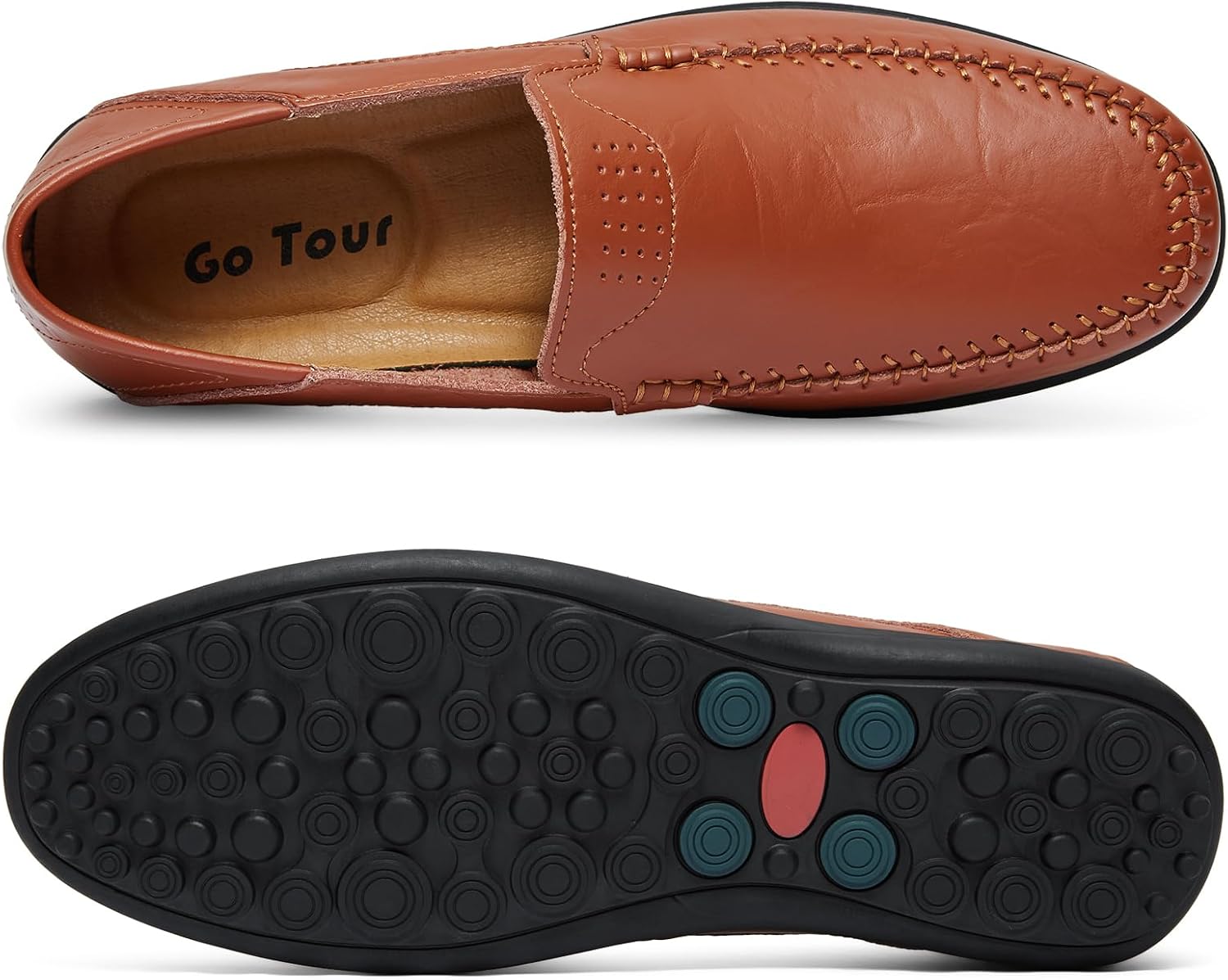Go Tour Men's Premium Genuine Leather Casual Slip on Loafers Breathable Driving Shoes Fashion Slipper