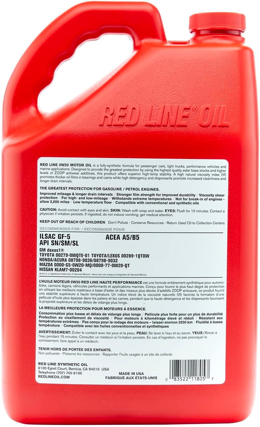 Red Line 11805 SAE 0W20 Fully Synthetic Motor Oil - 1 Gallon