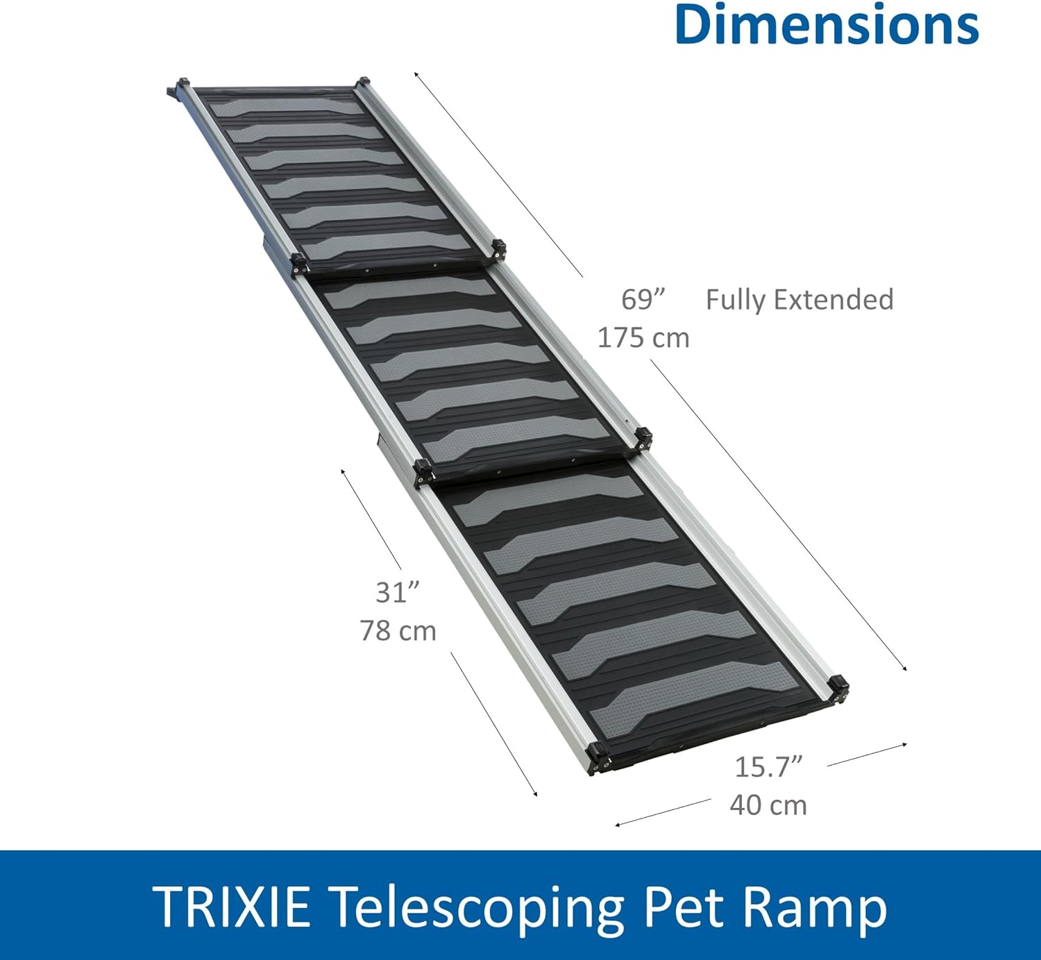Trixie Folding Pet Ramp, Black | Folding Dog Ramp with High Traction Surface, Ideal for Cars and SUVs, Foldable, Easy to Store and Clean