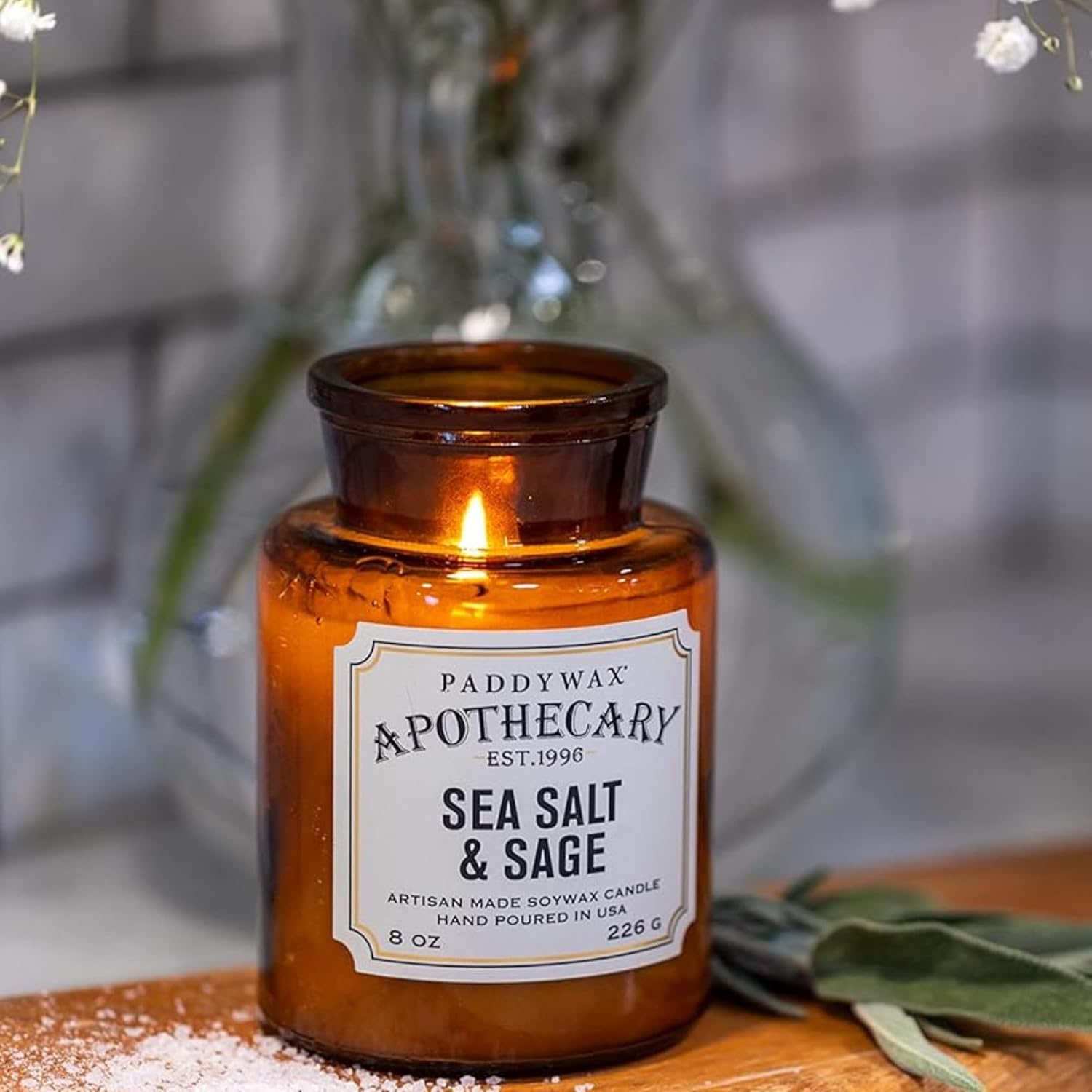 Paddywax Artisan Apothecary Scented Candle, Tobacco & Patchouli, 8 oz | With Lid, Reusable Glass Jar, Clean Burning Soy Candle, Approx. 54 Hour Burn Time