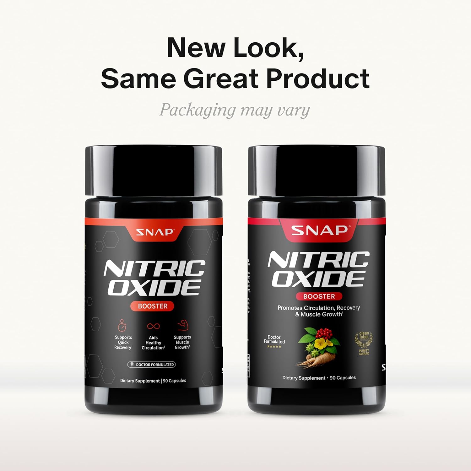 Snap Supplements Nitric Oxide Booster for Men & Women, 60 Vegan Capsules