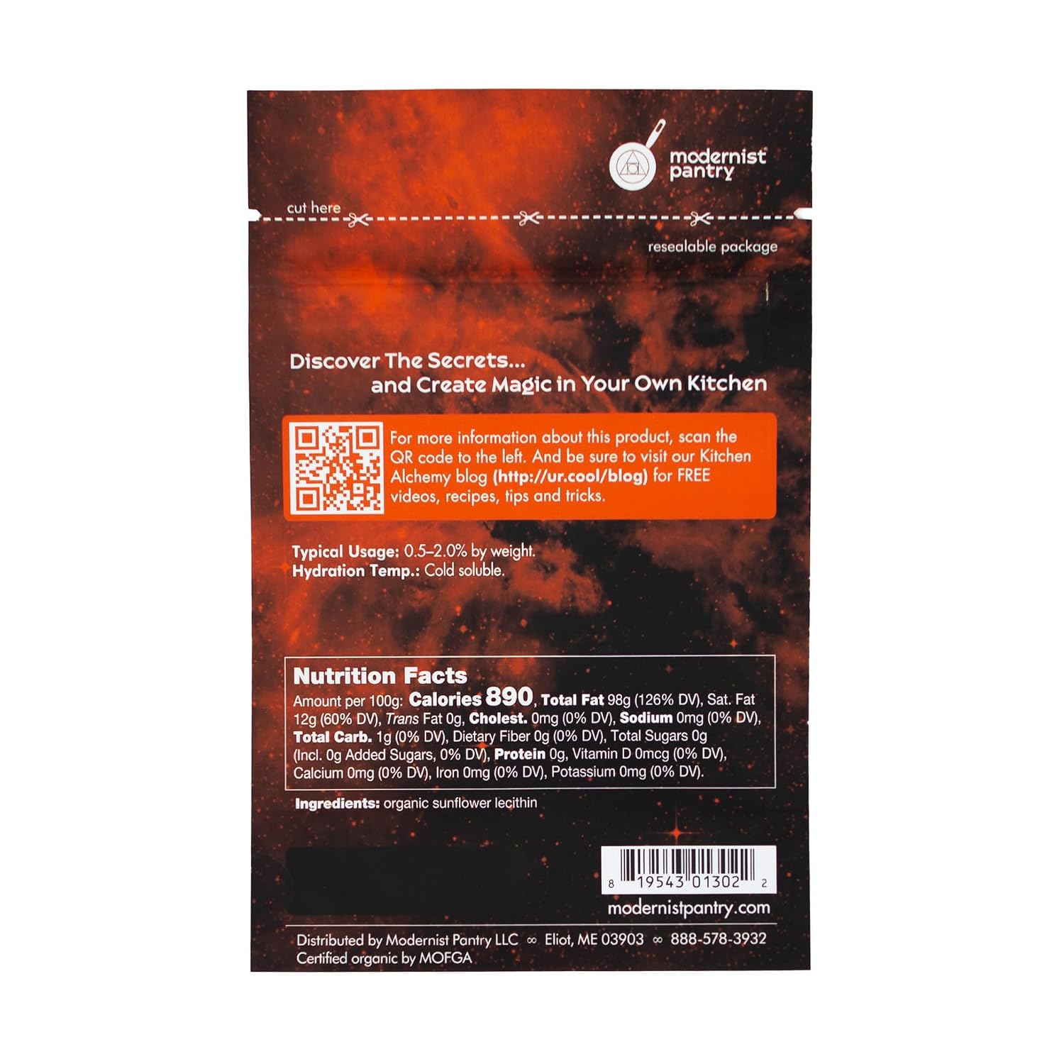 Modernist Pantry Organic Sunflower Lecithin Powder Gluten-Free Vegan OU Kosher Certified - 50g/2oz