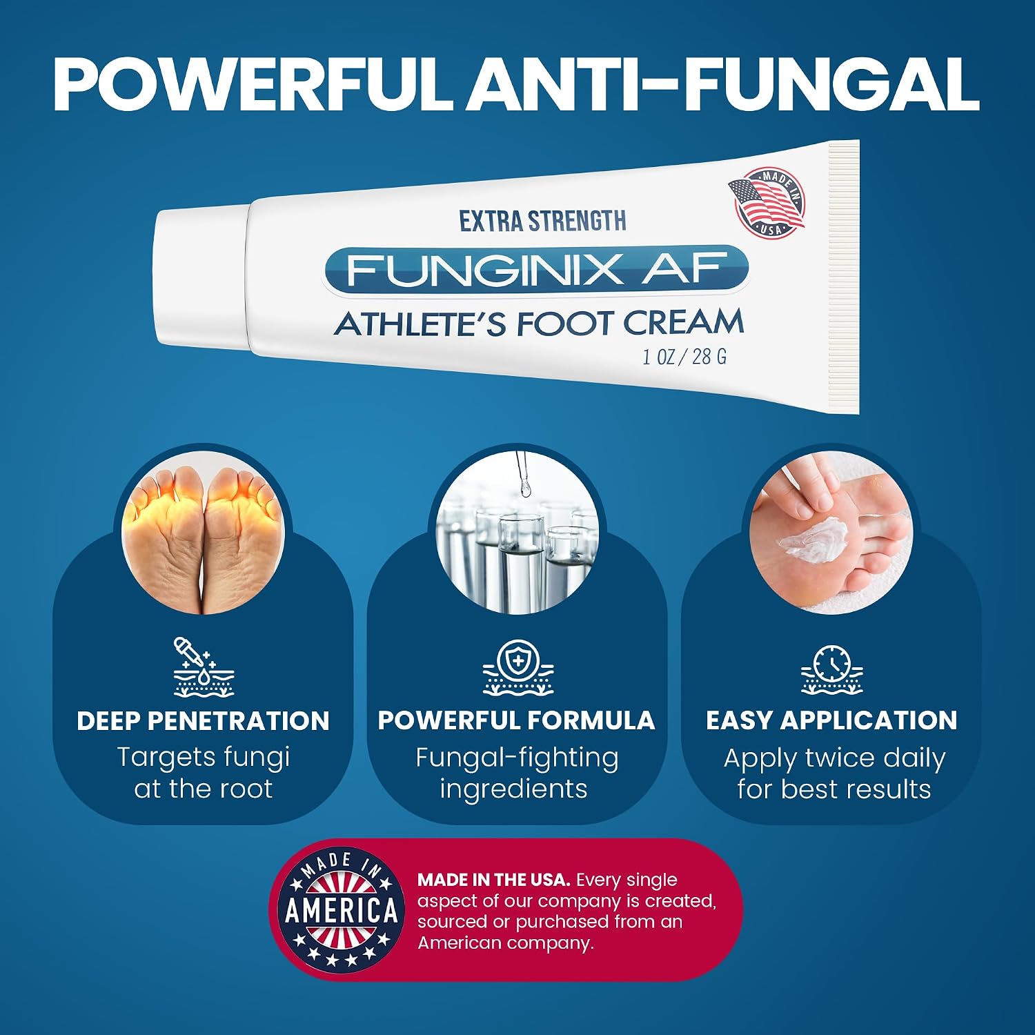 Funginix AF Athlete's Foot Anti-Fungal Treatment, FDA-approved, Safe and Effective, 1 Ounce Tube