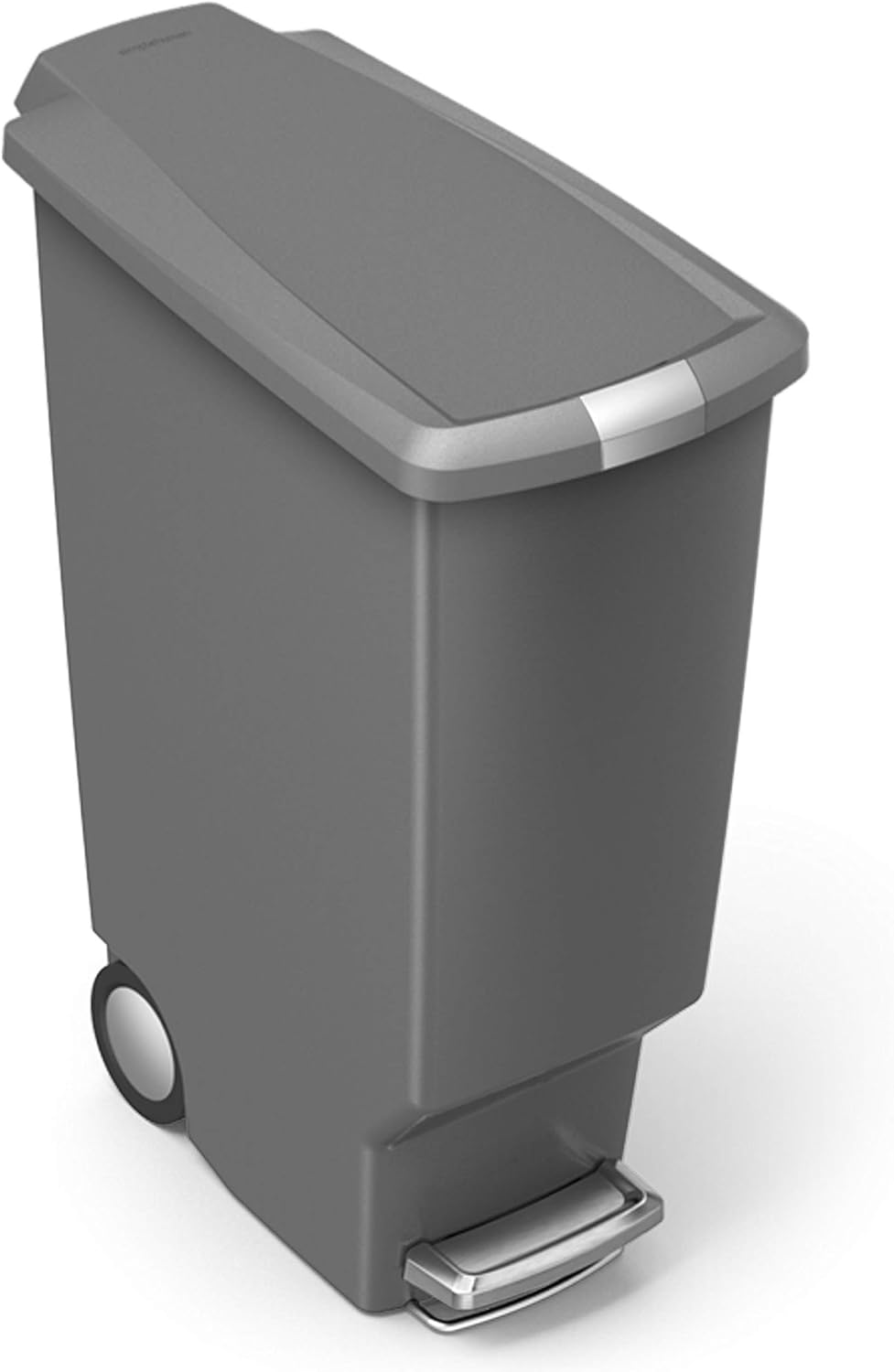 simplehuman 40 Liter / 10.6 Gallon Slim Kitchen Step Trash Can With Secure Slide Lock, Black Plastic
