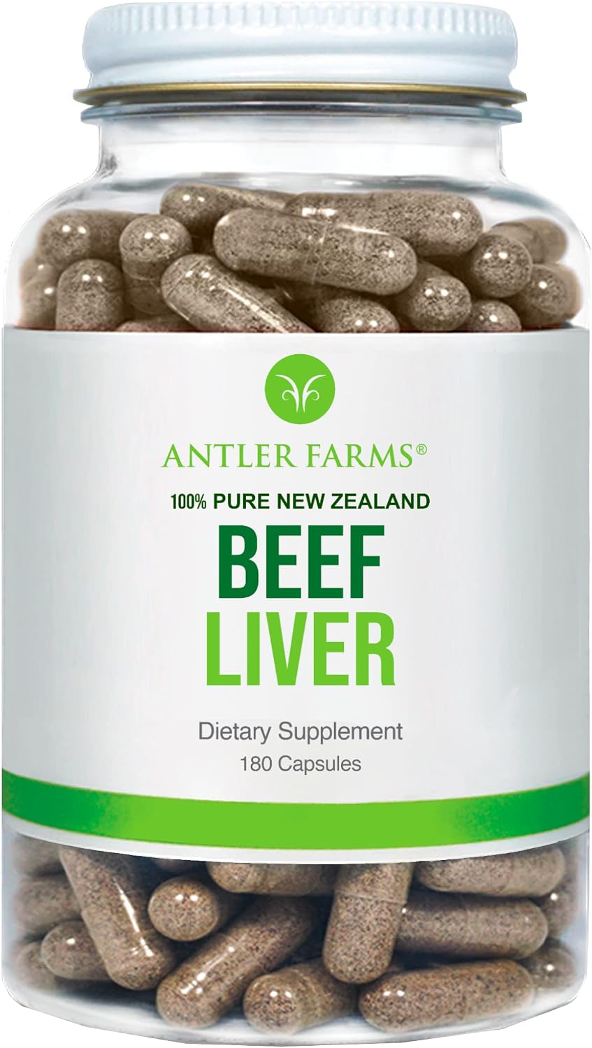 Antler Farms New Zealand Beef Liver Capsules - Grass Fed, 180 Capsules | 100% Pure Desiccated Grass Fed Beef Liver Supplement, Cold Processed
