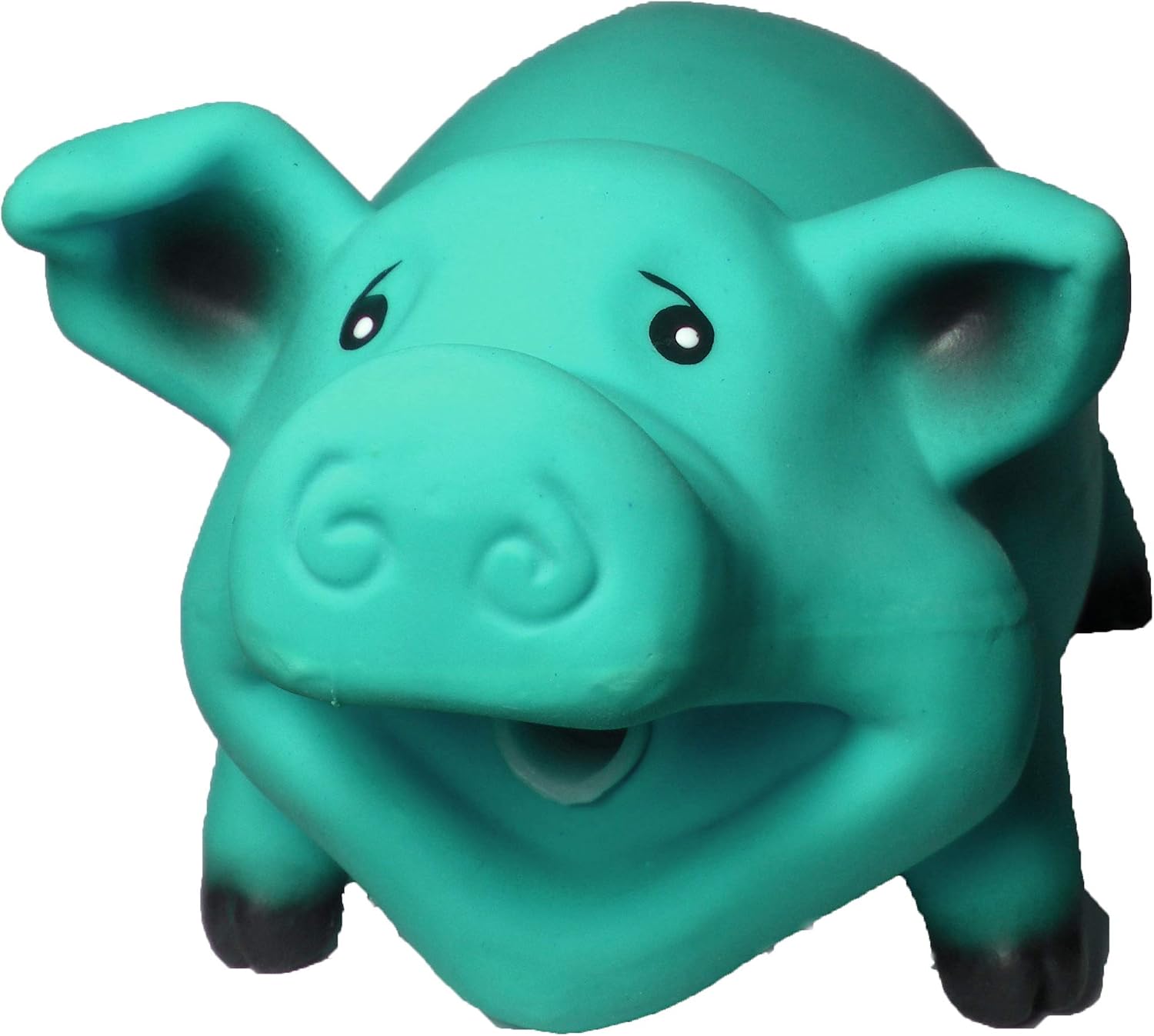 Latex Dog Squeaky Chew Toys, Oink Oink Pink Pig Blue 7" Stuffed with Cotton