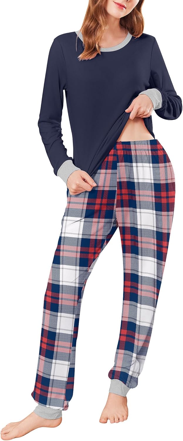 Ekouaer Womens Pajamas Sets Long Sleeve Tops with Jogger Pants