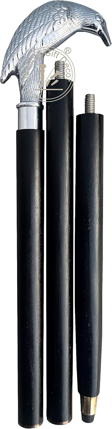 Edgar Allen Poe's Mystic Raven Gothic Walking Stick Swagger Cane, 37 Inch, Hardwood, Black