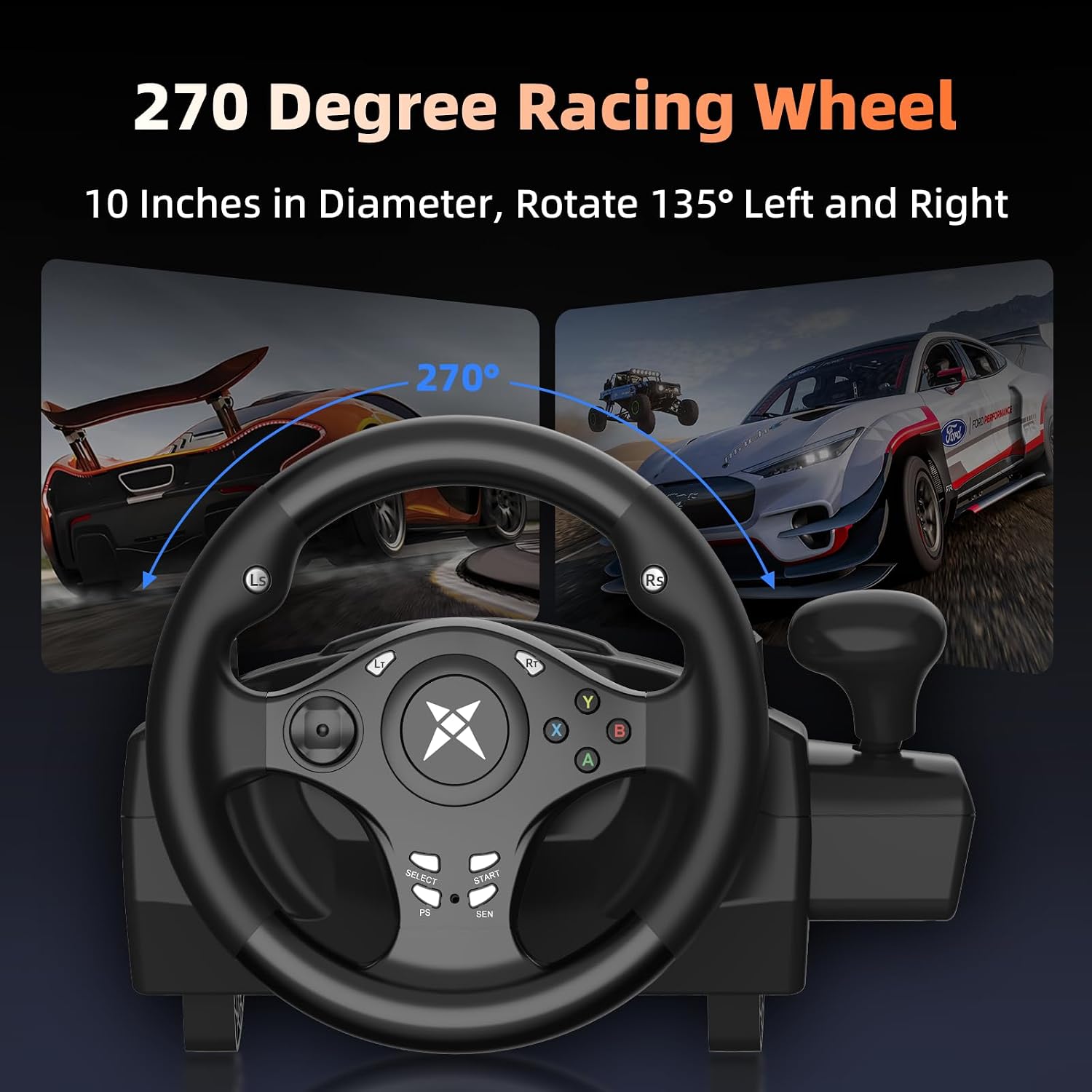 DOYO Gaming Steering Wheel with Pedals for PC, Xbox One, Xbox Series X