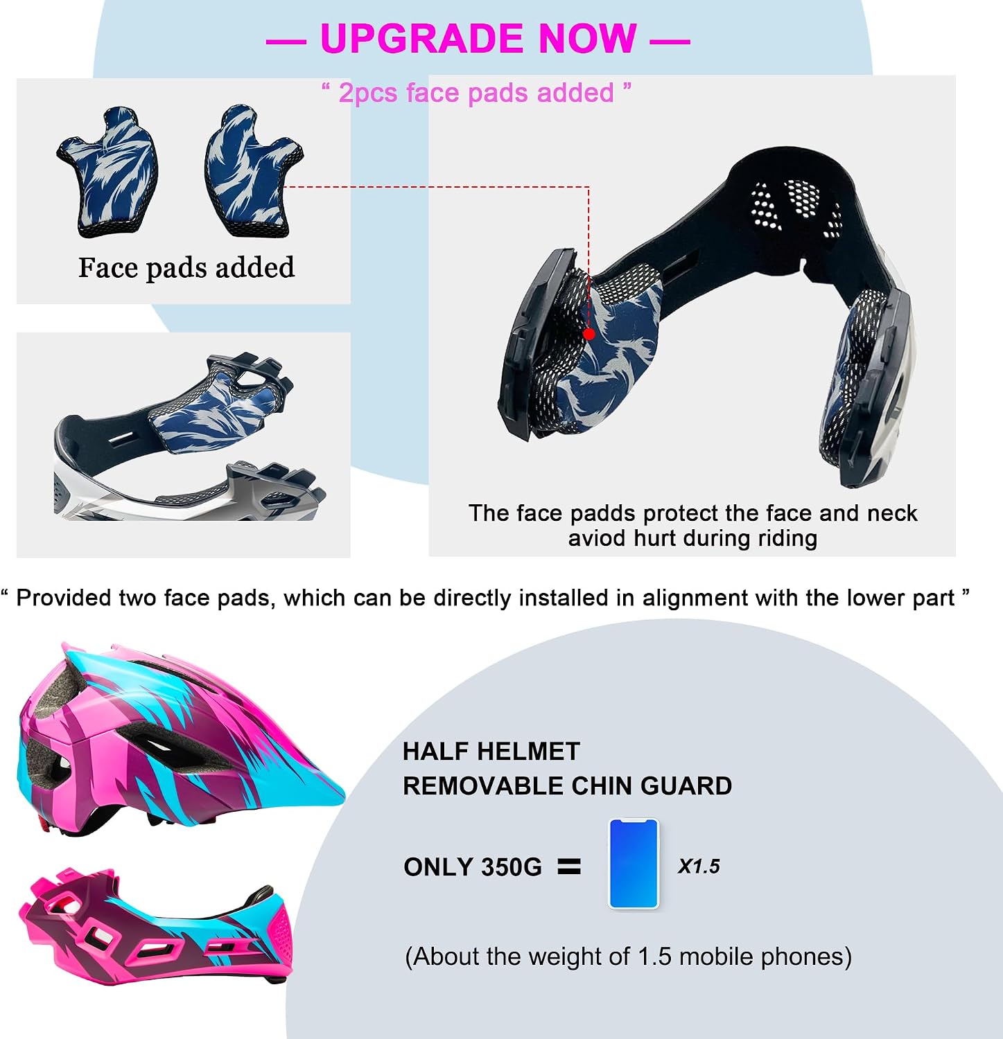 Toddler and Kids Full Face Bike Helmet Girl and Boy BMX