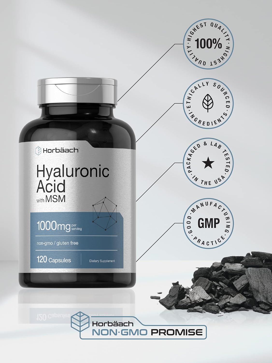 Horbäach Hyaluronic Acid with MSM | 1000 mg | 120 Capsules