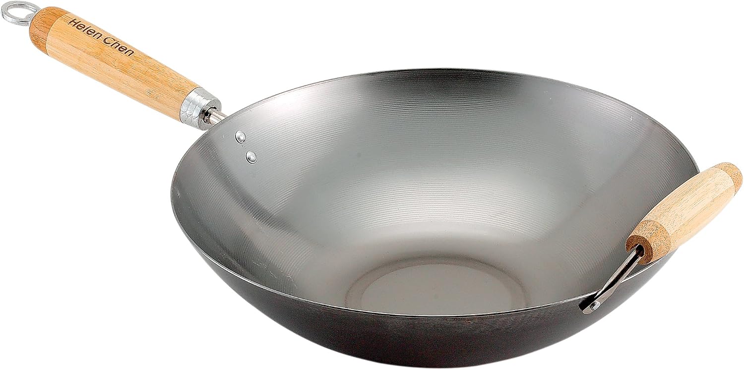 Helen's Asian Kitchen Xylan Non-Stick Wok, 12-Inch Flat Bottom Wok