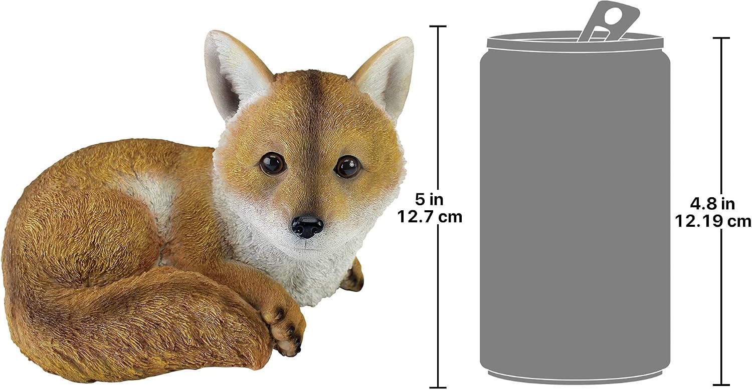 Design Toscano Simon The Woodland Fox Indoor/Outdoor Garden Statue for Patio, Pool or Lawn, 18 Inch Tall, Cast Stone Resin, Red Orange Paint