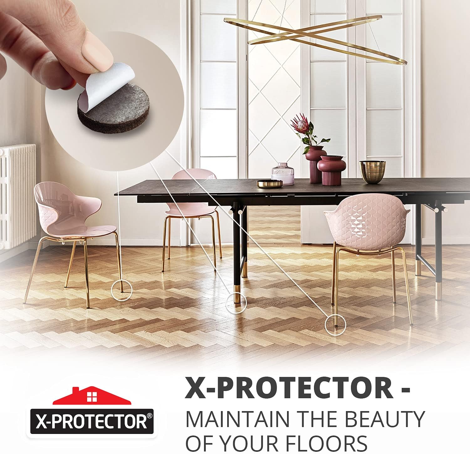 16 Heavy-Duty Felt Furniture Pads 2” 1/4” Thick X-Protector Round Felt Pads | for Furniture Feet - The Best Felt Floor Protectors for Furniture to Prevent Scratches. Protect Your Hard Floor! (Brown)