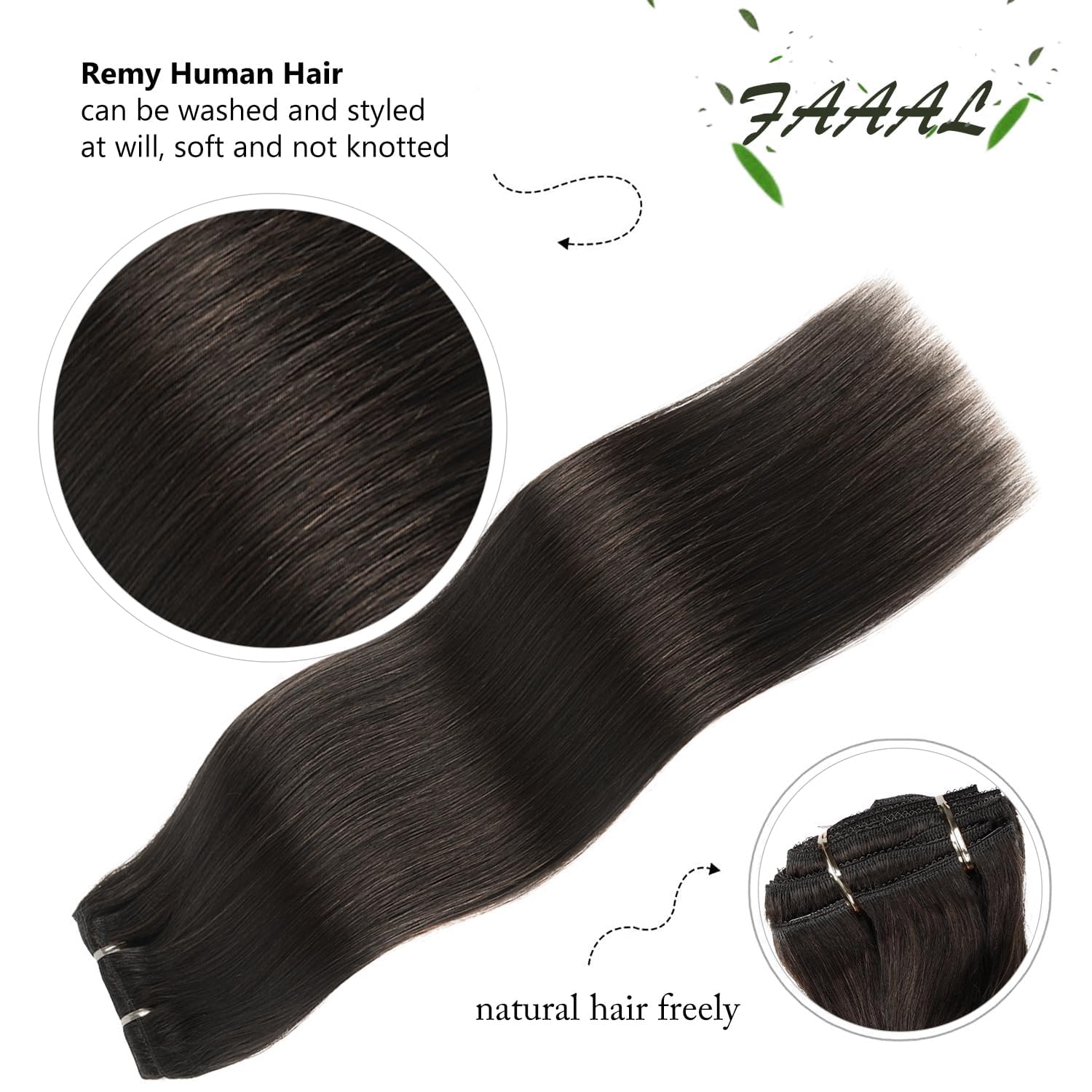 22" Clip in Human Hair Extensions Full Head 200g 10 Pieces 22 Clips Light Brown Double Weft Brazilian Real Remy Hair Extensions Thick Straight (22"