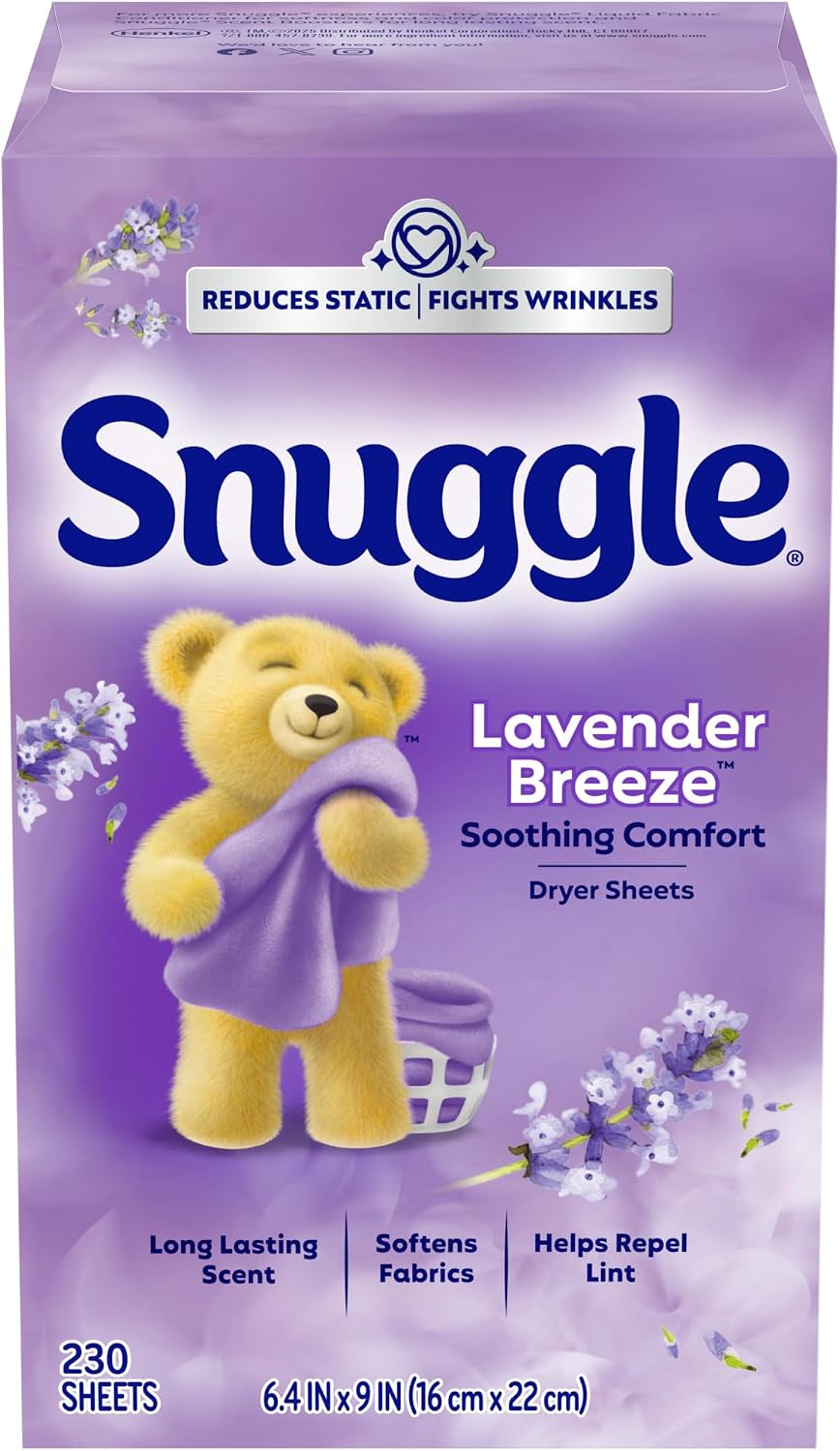 Snuggle Dryer Sheets, Blue Sparkle , 230 Count | Long-Lasting Fresh Scent, Reduces Static and Wrinkles, Repels Pet Hair and Lint, HE Dryer Compatible