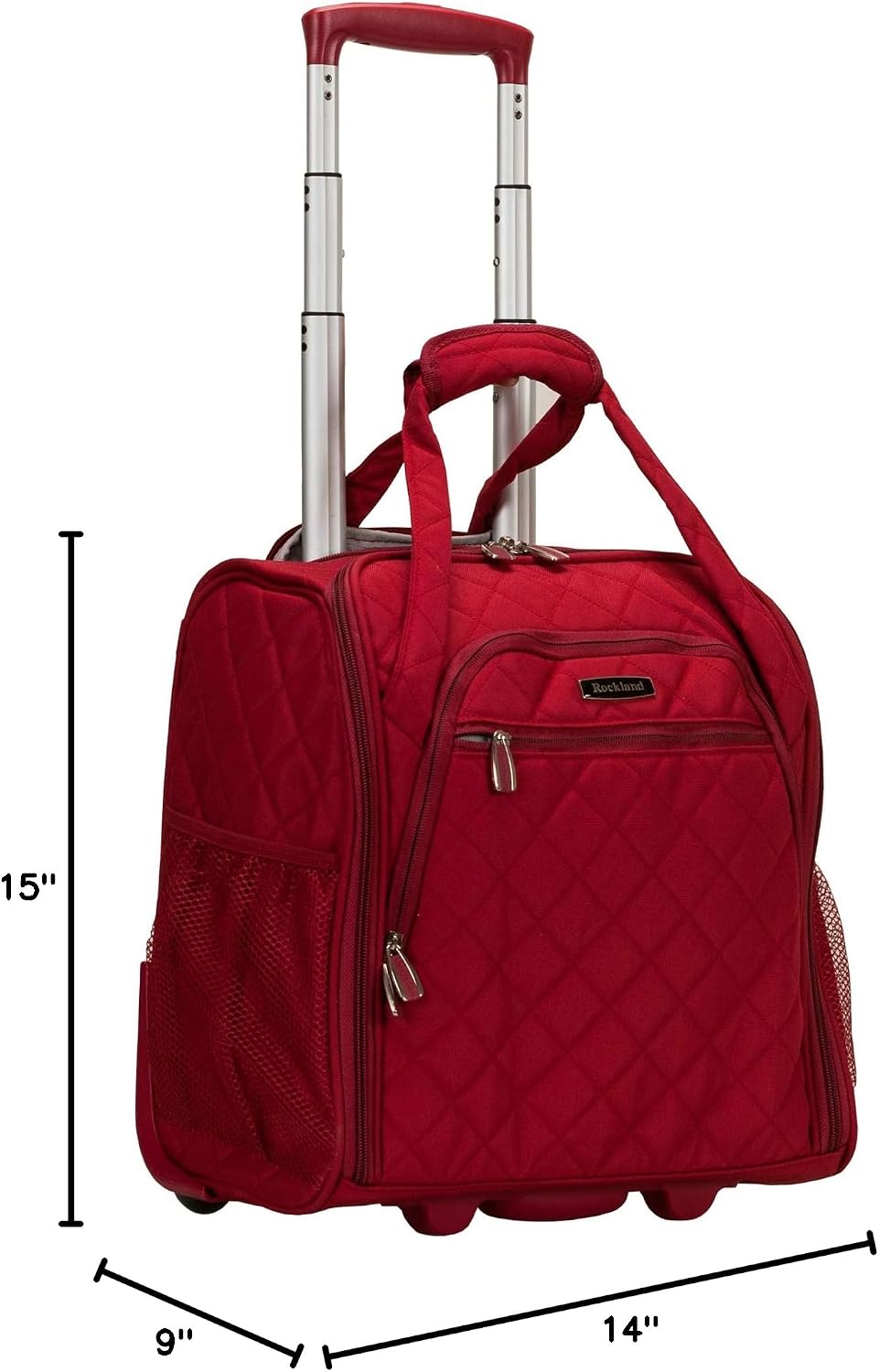 Rockland Melrose Upright Wheeled Underseater Carry-On Luggage, Red