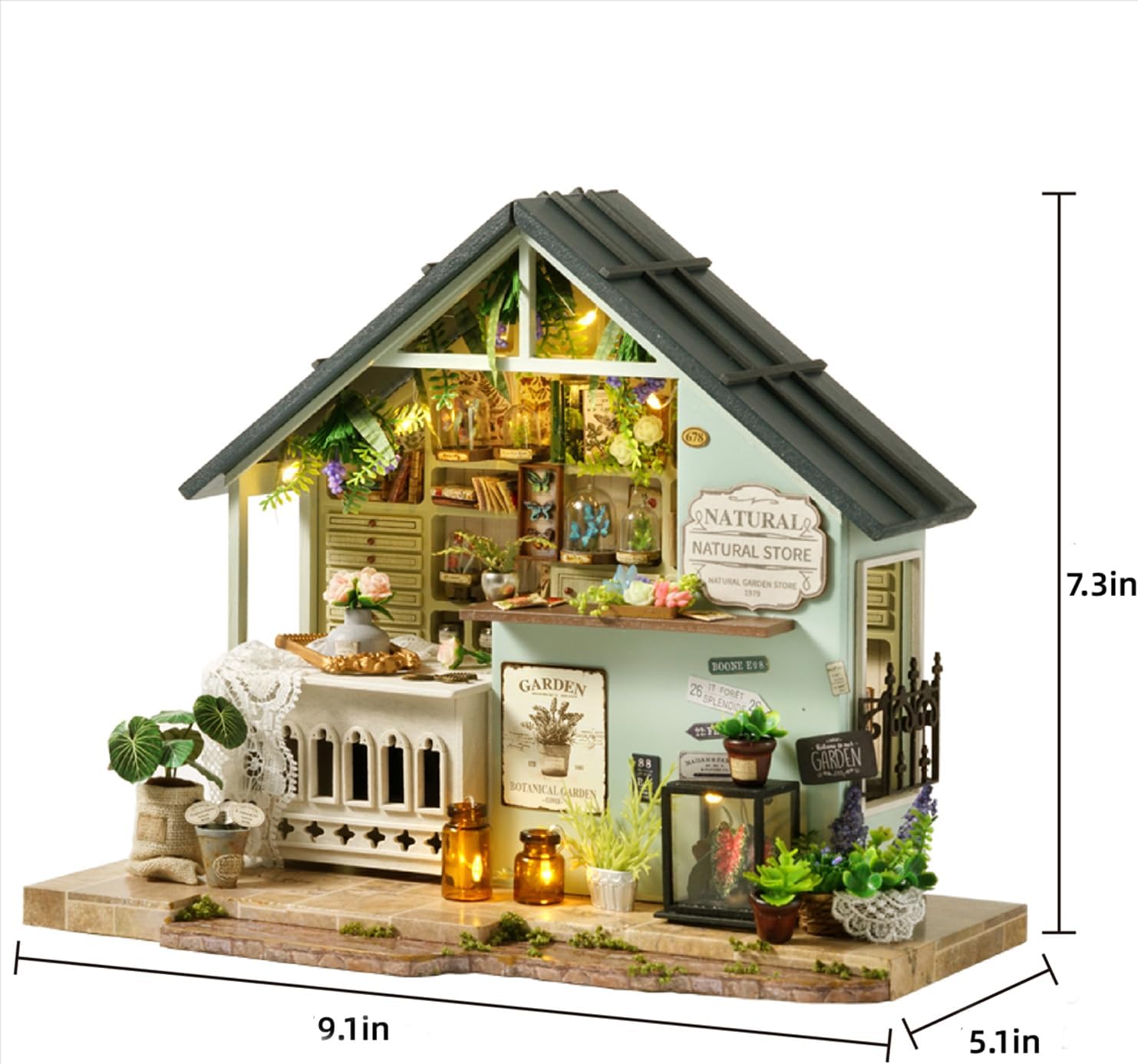 MAGQOO Wooden Dollhouse Miniature with Furniture DIY Dollhouse Kit DIY House Kit Tiny House Kit with Voice Control and Music Movement 1:18 Scale Creative Room Idea(Time Travel)
