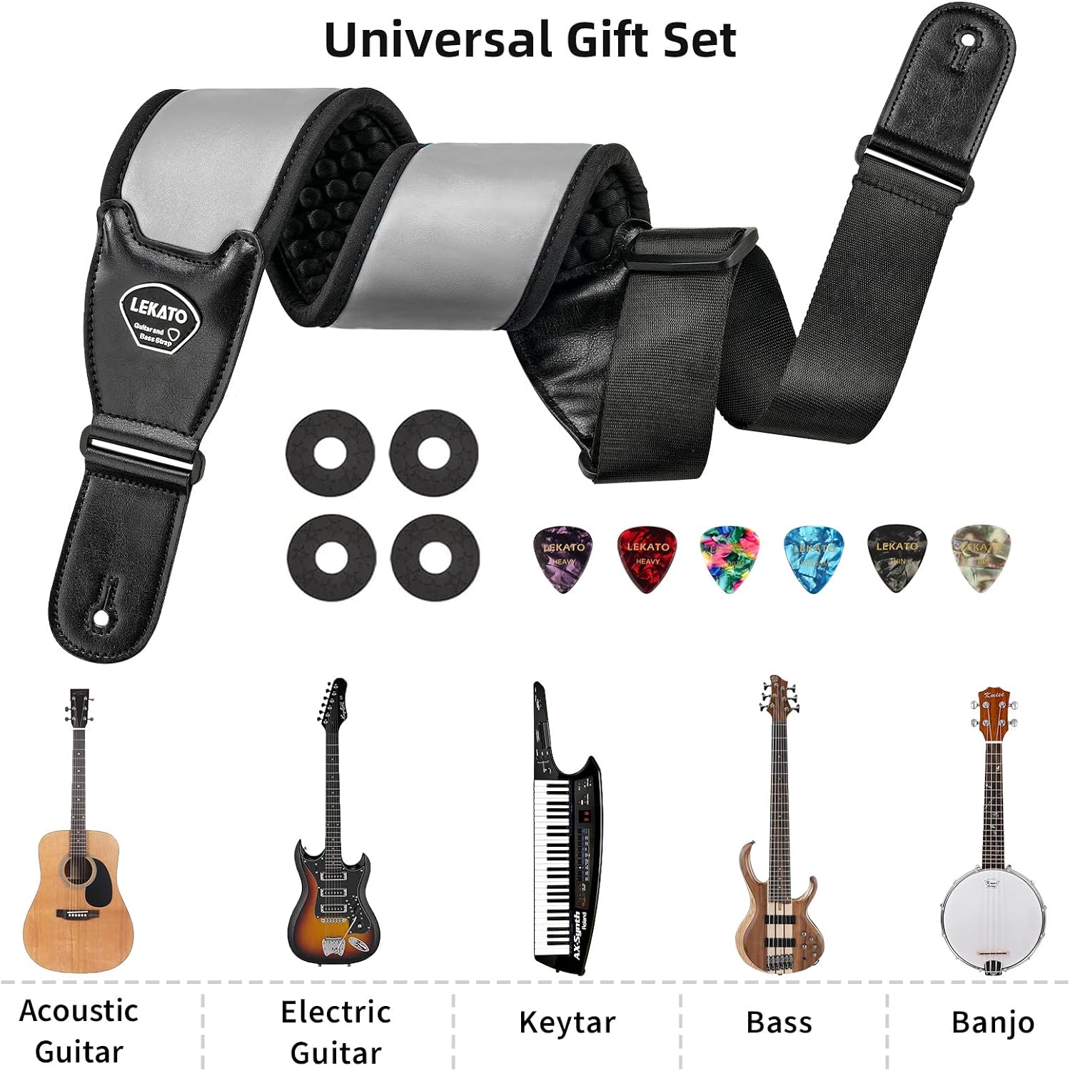 LEKATO Guitar Straps for Electric Guitar Bass