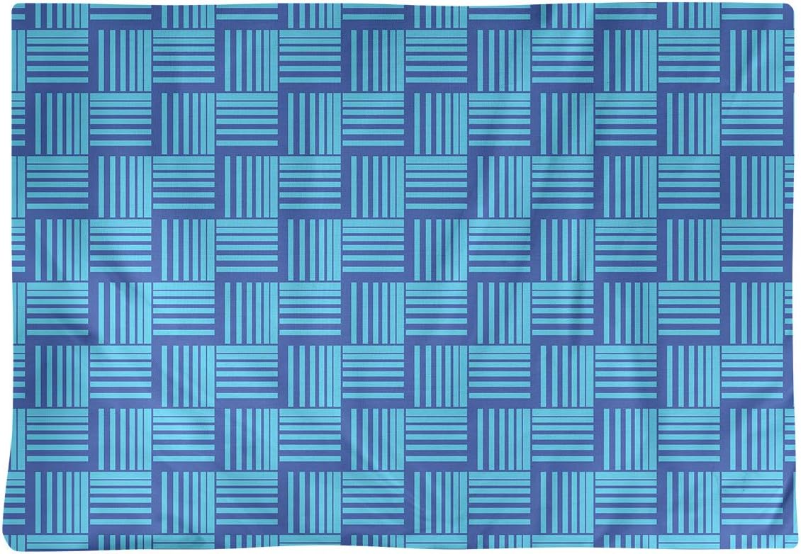 Dana Strider Color Contrast Basketweave Stripes Table Placemat, 18 x 14, Blue & Teal