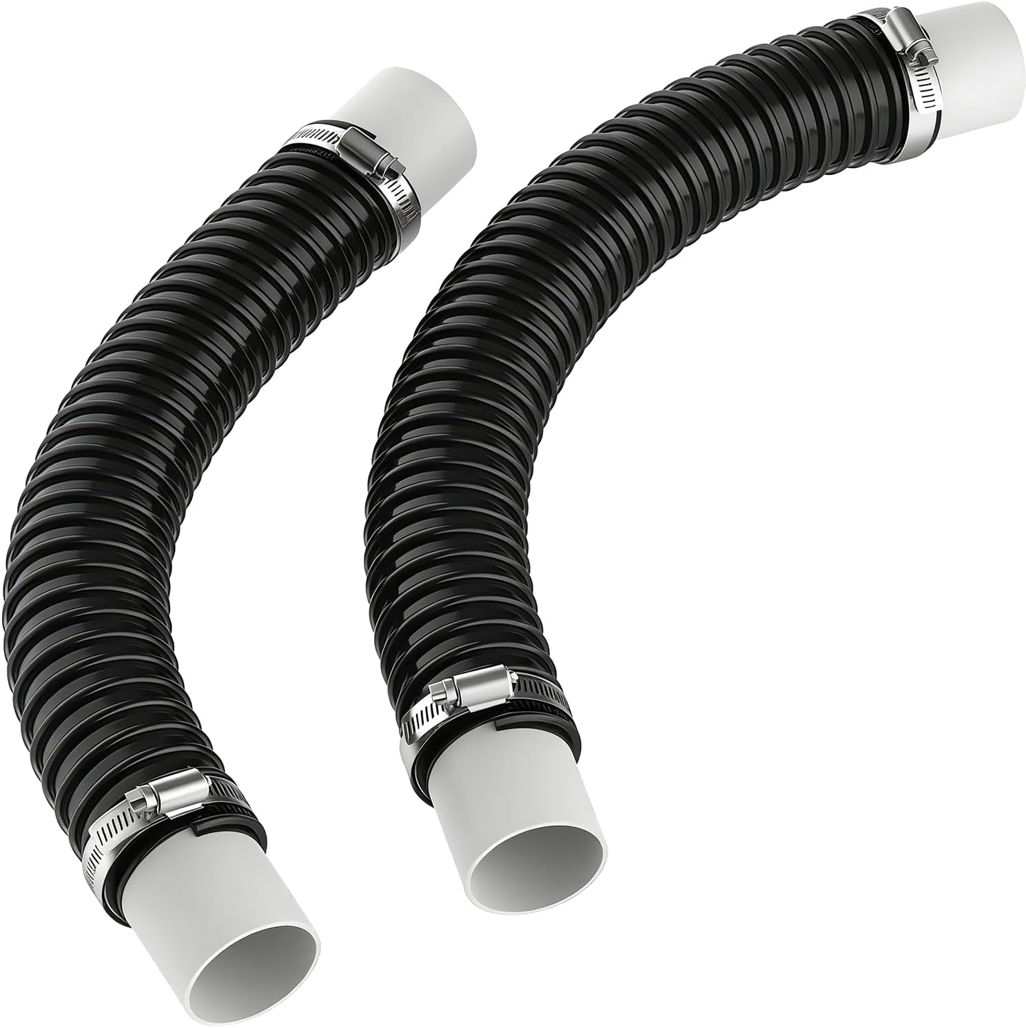 Central Vacuum Hose Fits 2-Inch Indoor Vacuum Tube, Compatible with OVO Flex Easy Retrofit, Flexible Pipe 2-Pack for Quick Installation