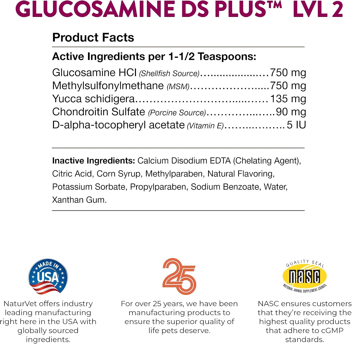 NaturVet – Glucosamine DS Plus - Level 2 Moderate Care – Supports Healthy Hip & Joint Function – Enhanced with Glucosamine, MSM & Chondroitin – for Dogs & Cats–70 Soft Chews