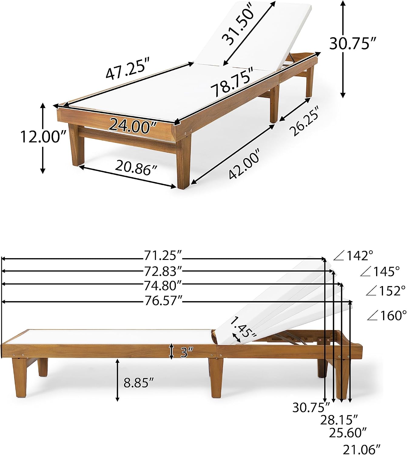 Christopher Knight Home Summerland Outdoor Mesh Chaise Lounge with Acacia Wood Frame, Teak Finish / White Mesh