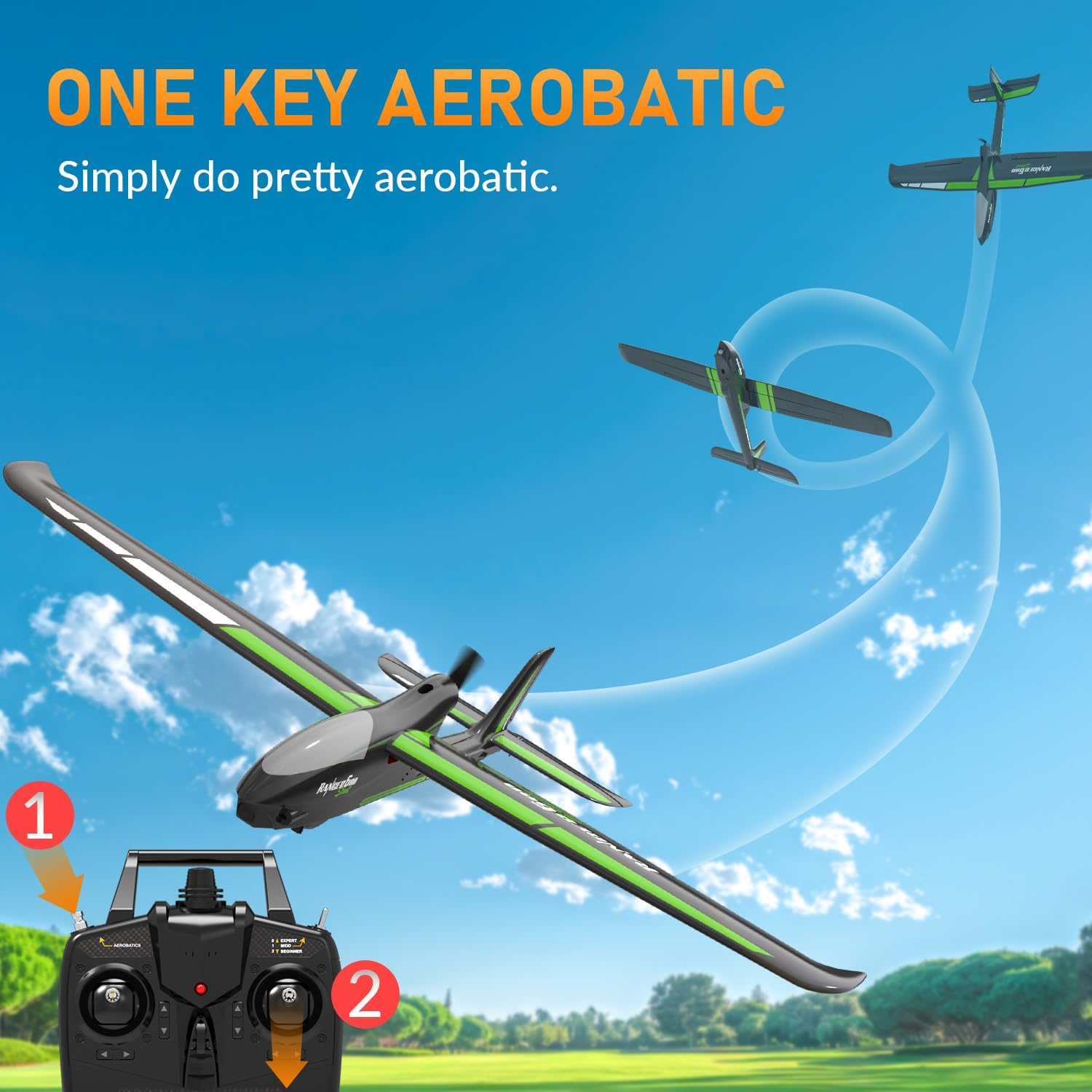 VOLANTEXRC New Version RC Plane, Remote Control Airplane for Adults, 4-Channel RC Plane with Durable Foam Construction, 3 Flight Modes, One-Key Stunts
