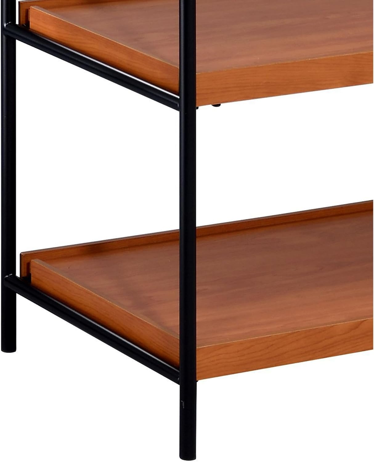 Benjara 5 Tier Wooden Bookshelf with Open Metal Frame, Brown and Black
