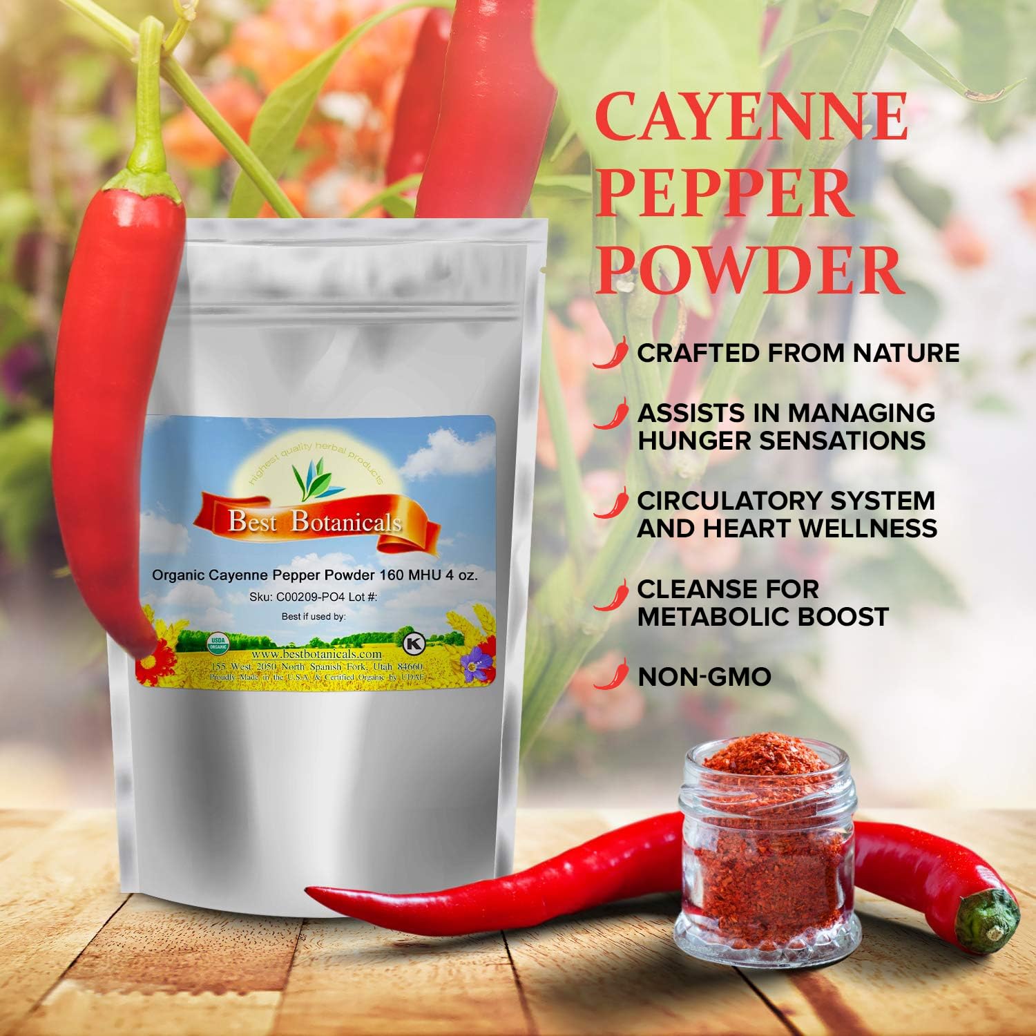 Best Botanicals Cayenne Pepper Powder 16 oz. 160,000 H.U.