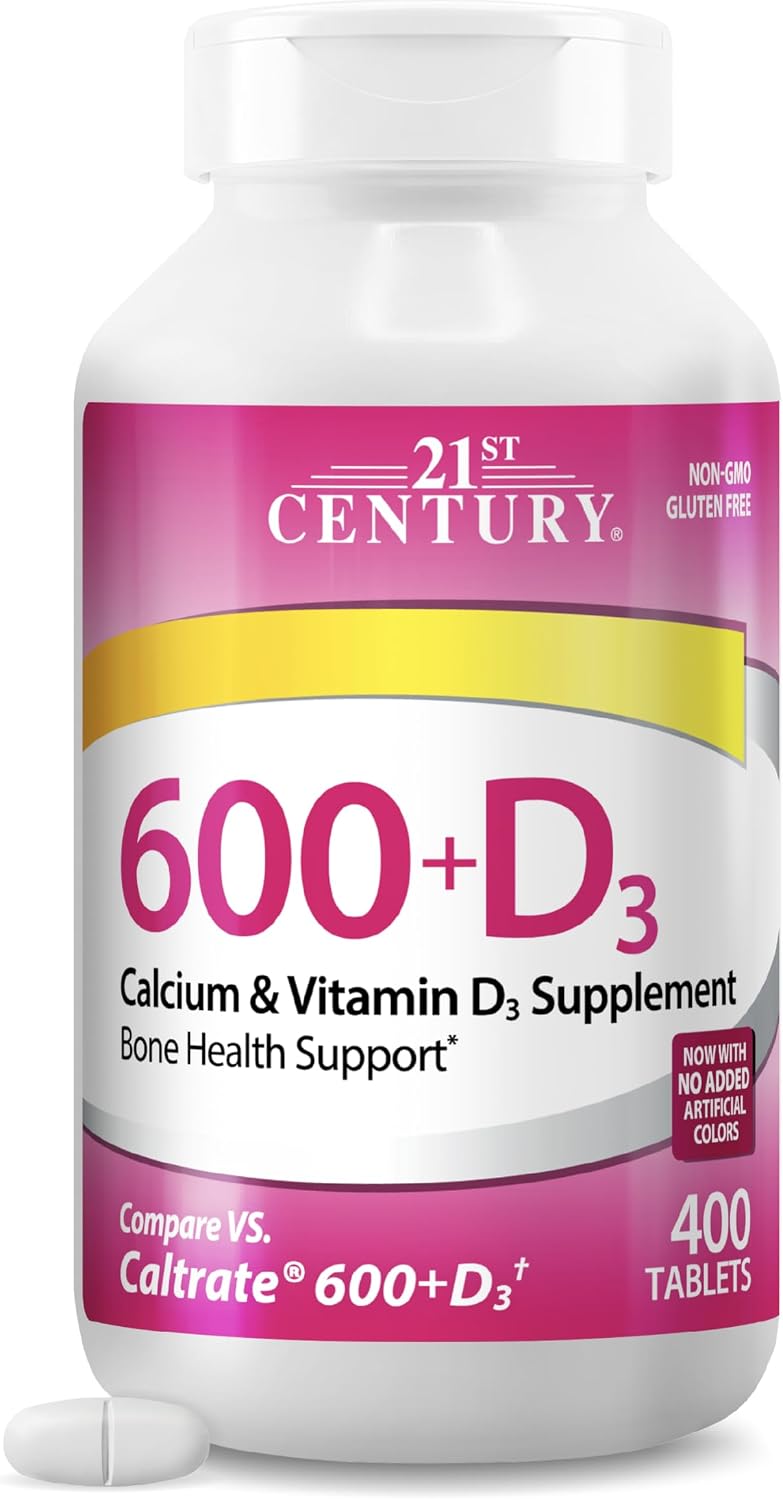 21st Century Calcium Plus D Supplement Tablet, 600 mg, 400 Count
