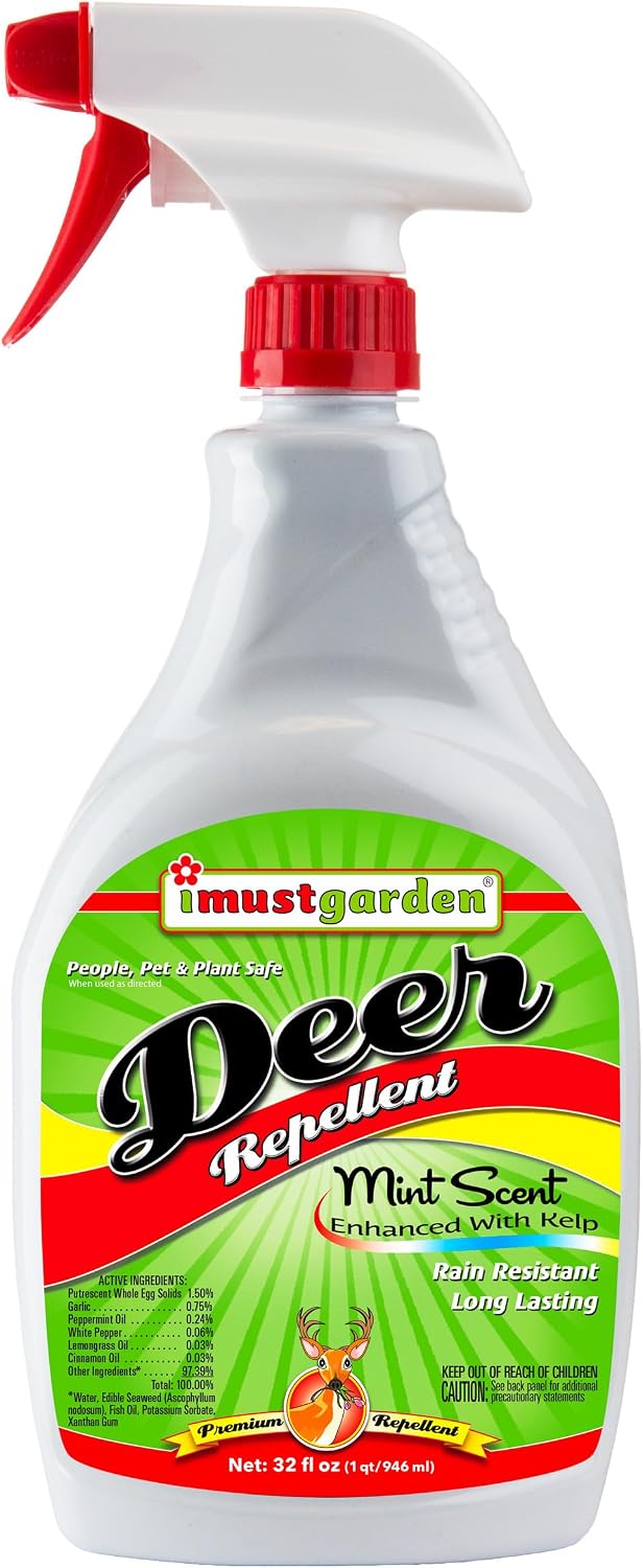 I Must Garden Deer Repellent: Powerful All-Natural Protection, 32oz Mint | Ready to Use Spray - Safe for Plants Pets & Pollinators - Pleasant Scent - Long-Lasting Control