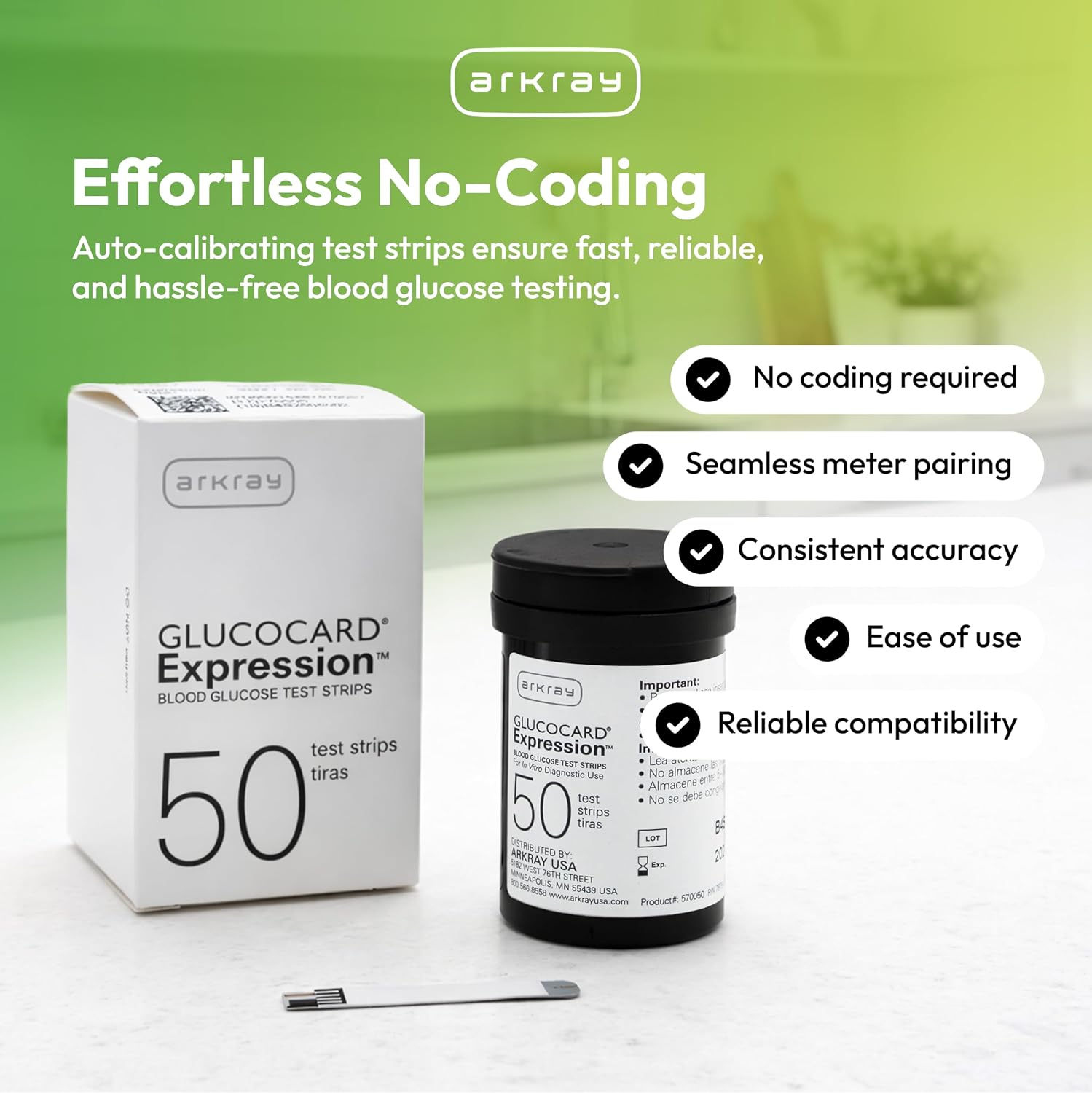 ARKRAY GLUCOCARD Expression Blood Glucose Test Strips - No Coding