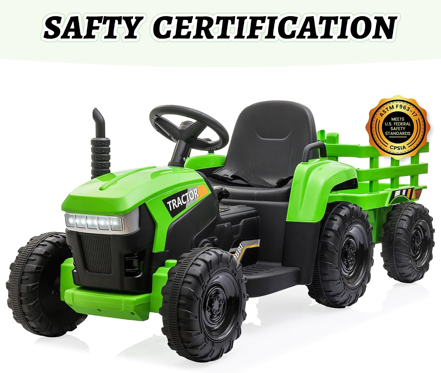 TOBBI Kids Electric Ride On Toy Tractor, Toddlers 12V Battery-Powered Car to Drive